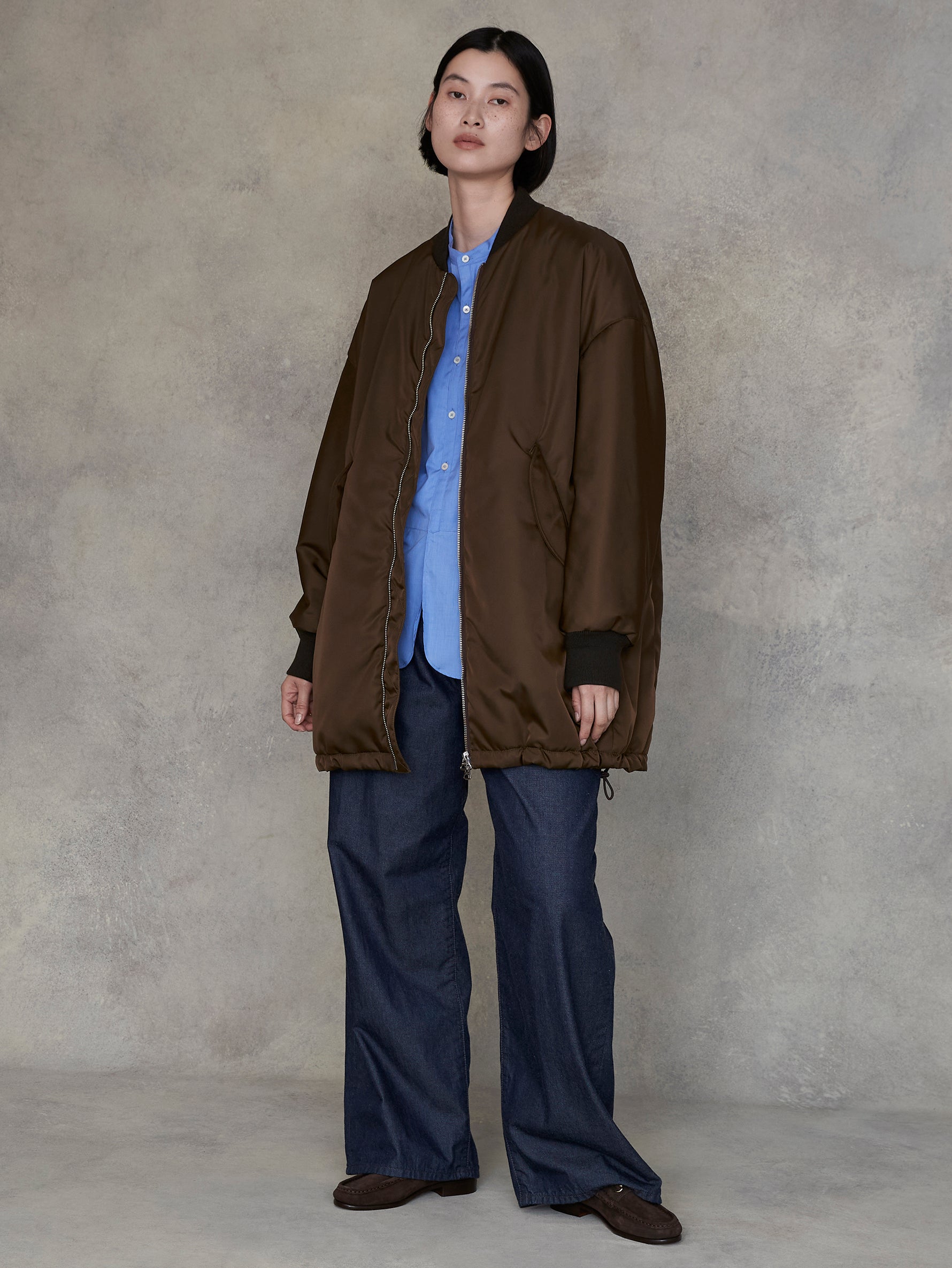 ノーカラービブヨークシャツ/TBEA-102