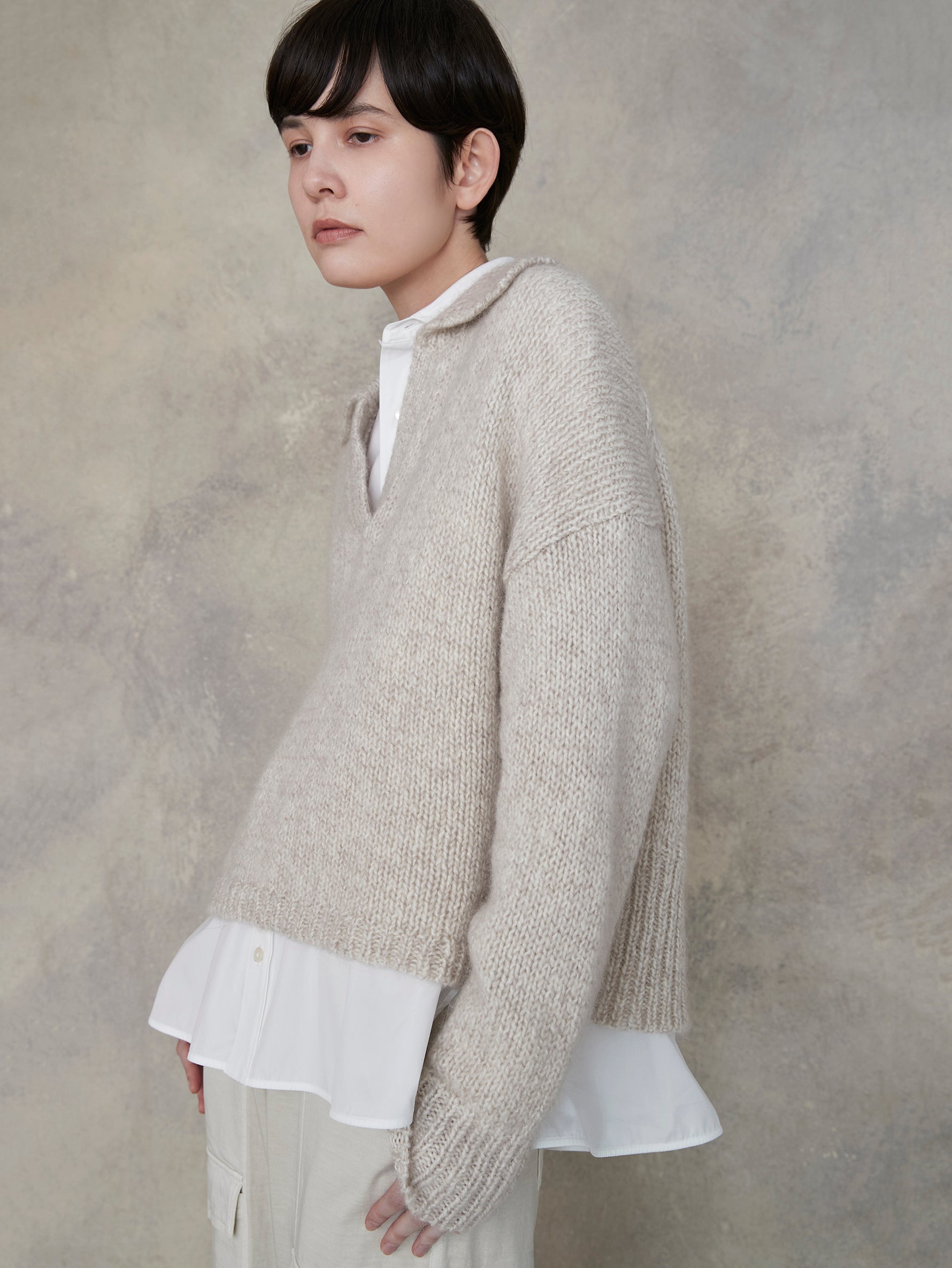 ウールカシミヤスキッパープルオーバー/TBEA-332