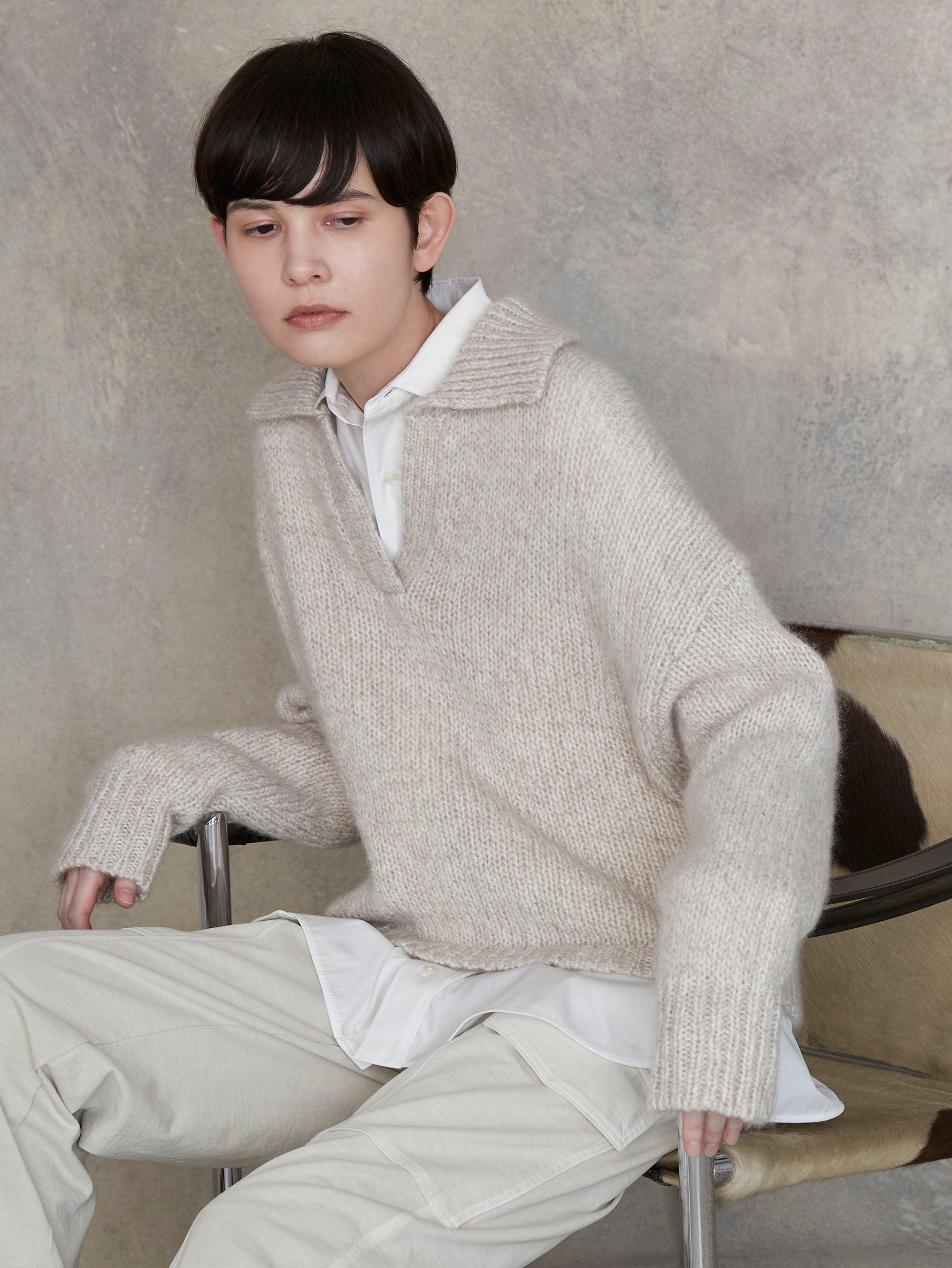 ウールカシミヤスキッパープルオーバー/TBEA-332