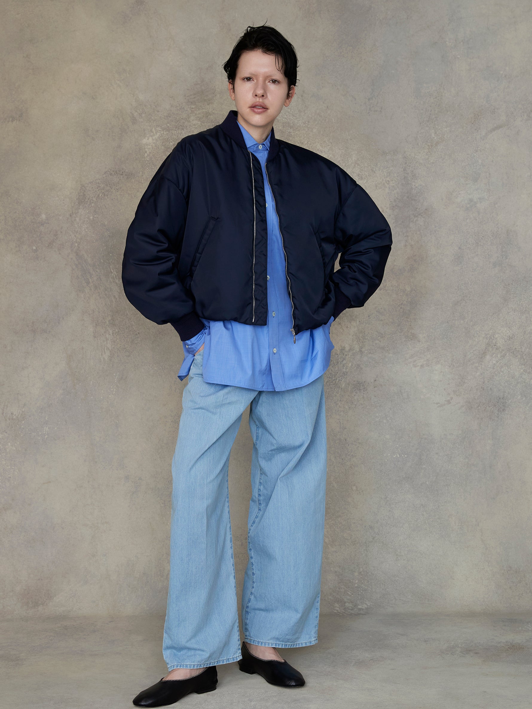 ライトデニムタックワイドパンツ/TBEA-171