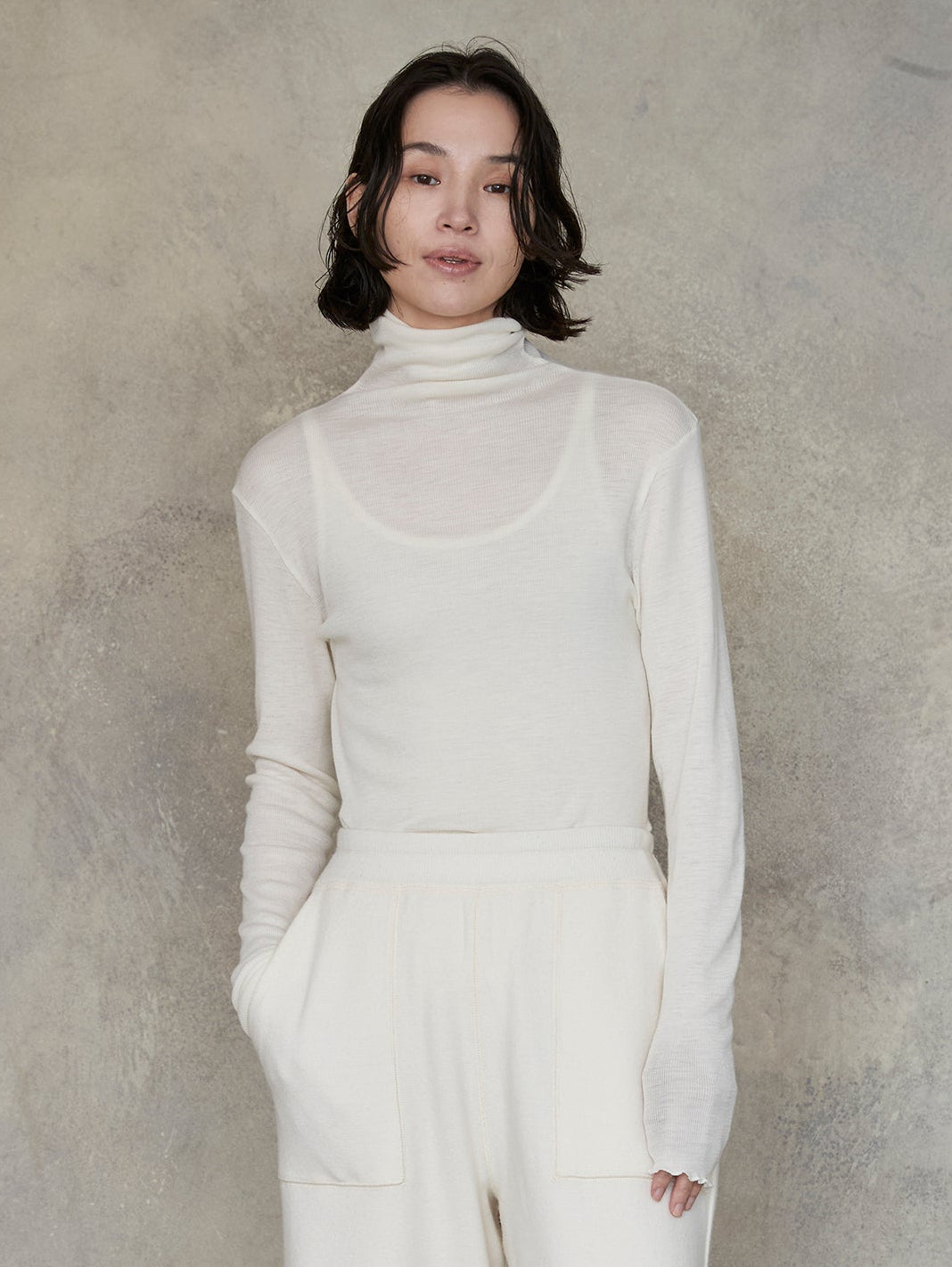 ウールシルクボトルネックプルオーバー/TBEA-293