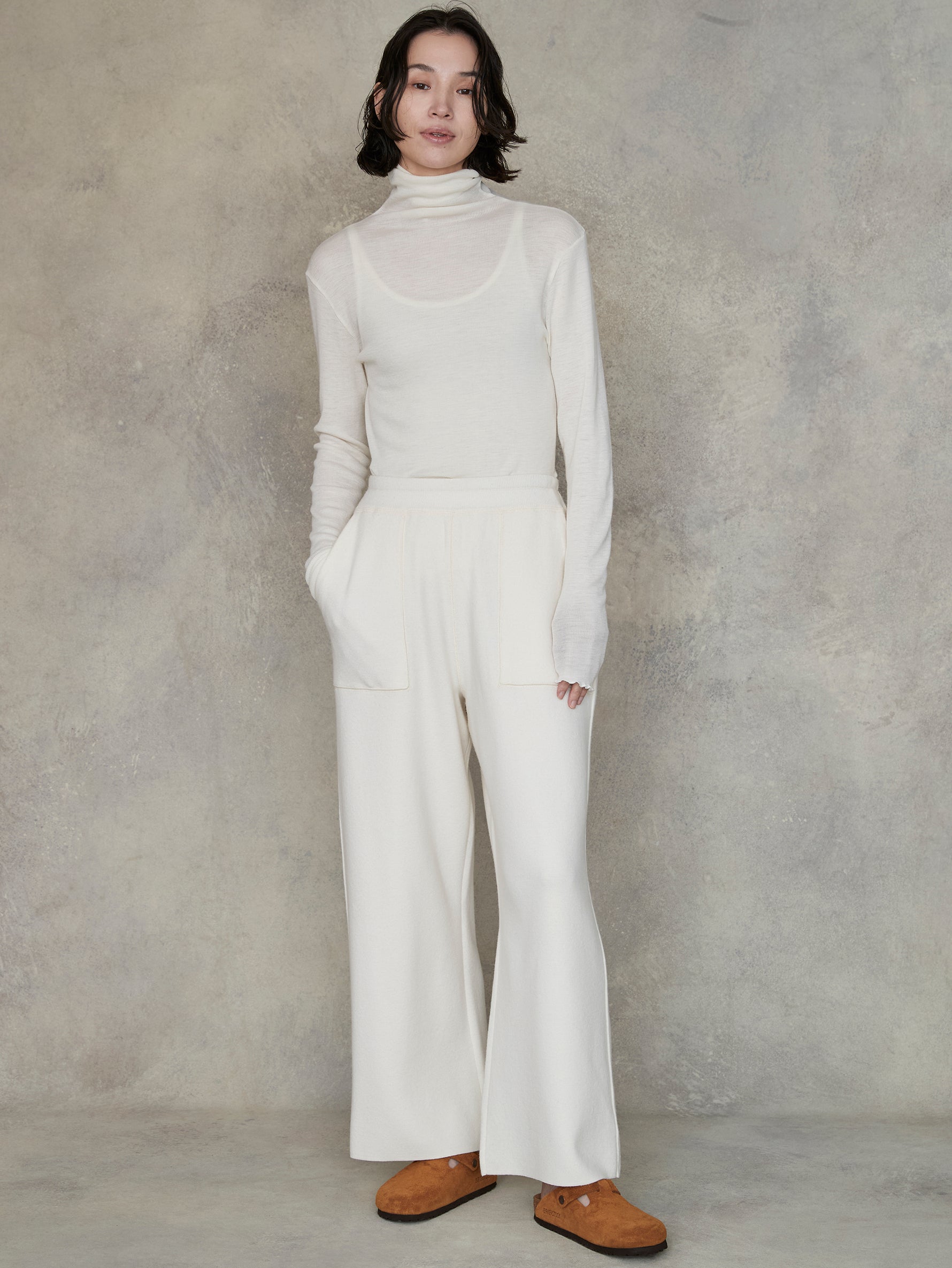 ミラノリブワイドニットパンツ/TBEA-323