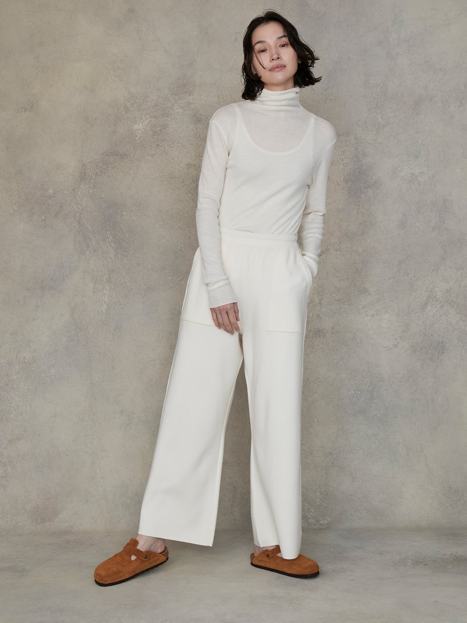 ミラノリブワイドニットパンツ/TBEA-323