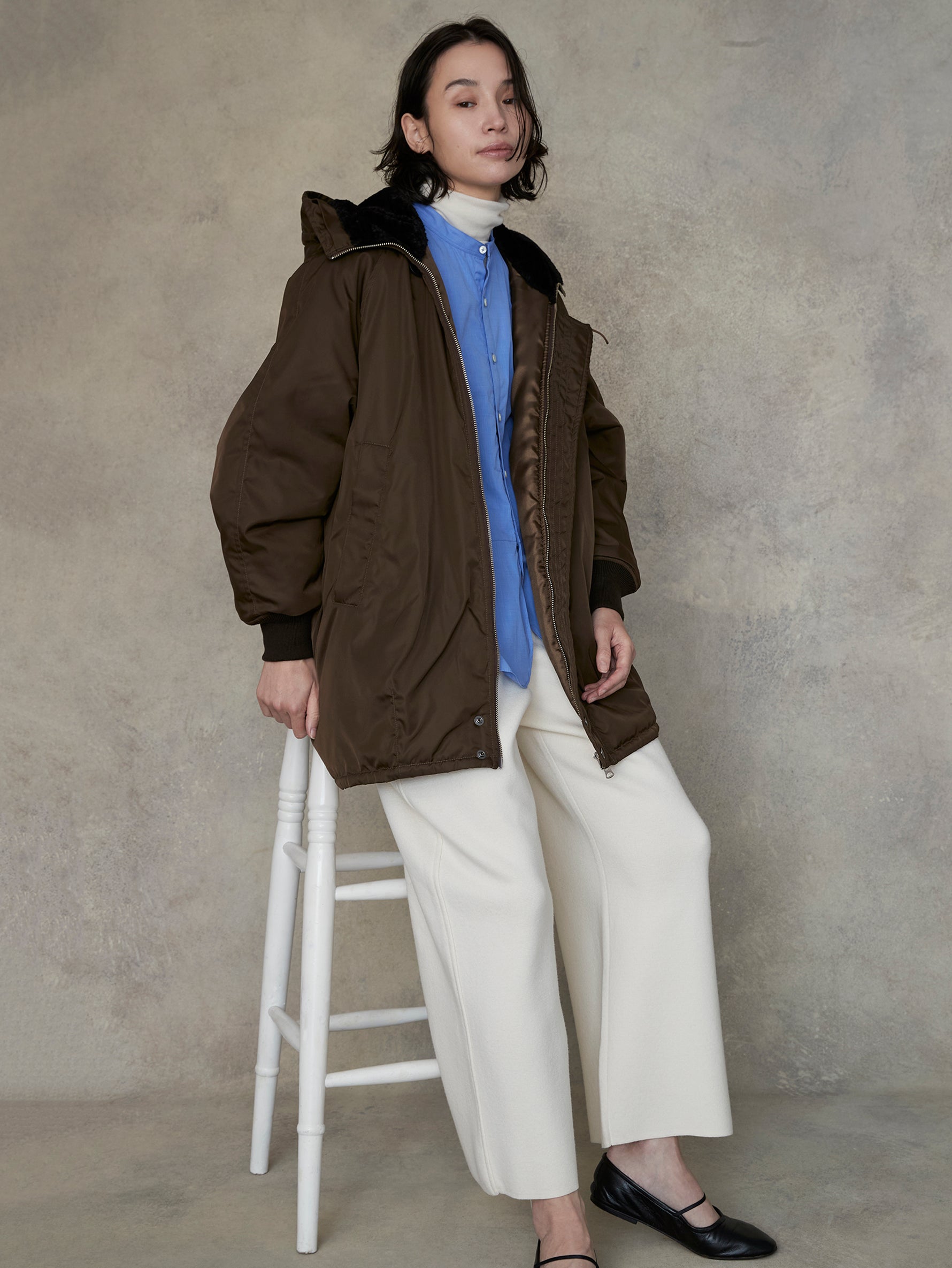 ノーカラービブヨークシャツ/TBEA-102