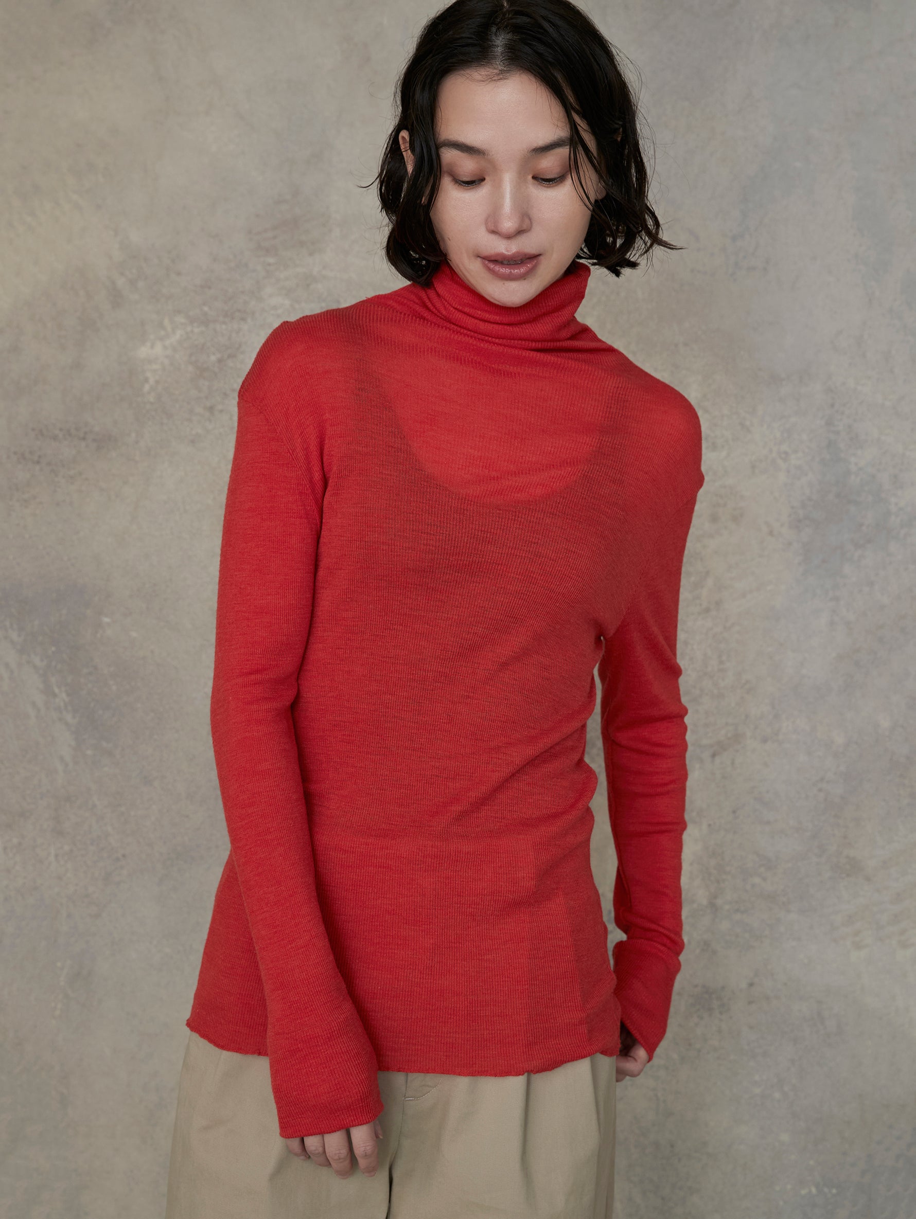 ウールシルクボトルネックプルオーバー/TBEA-293