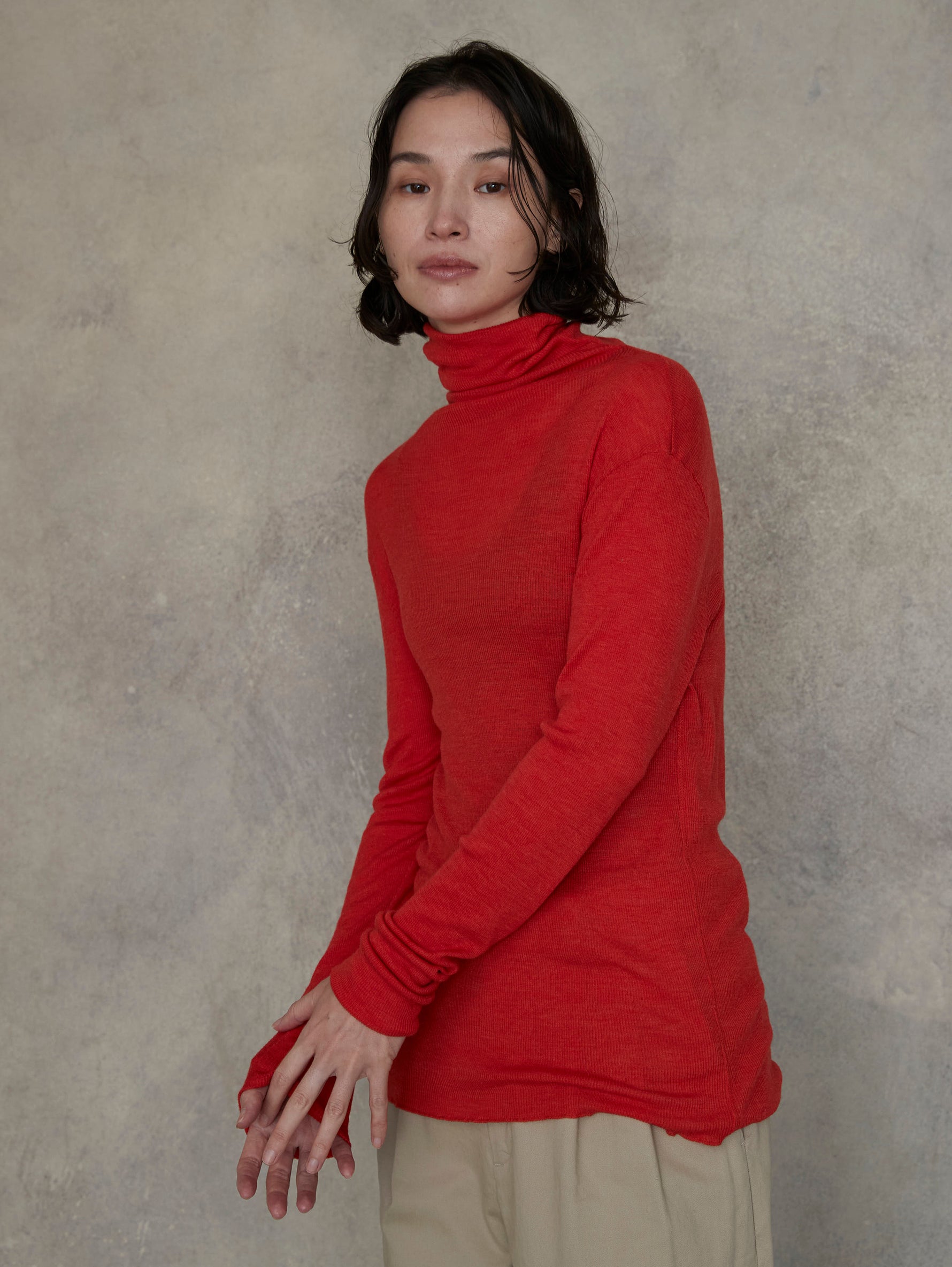 ウールシルクボトルネックプルオーバー/TBEA-293