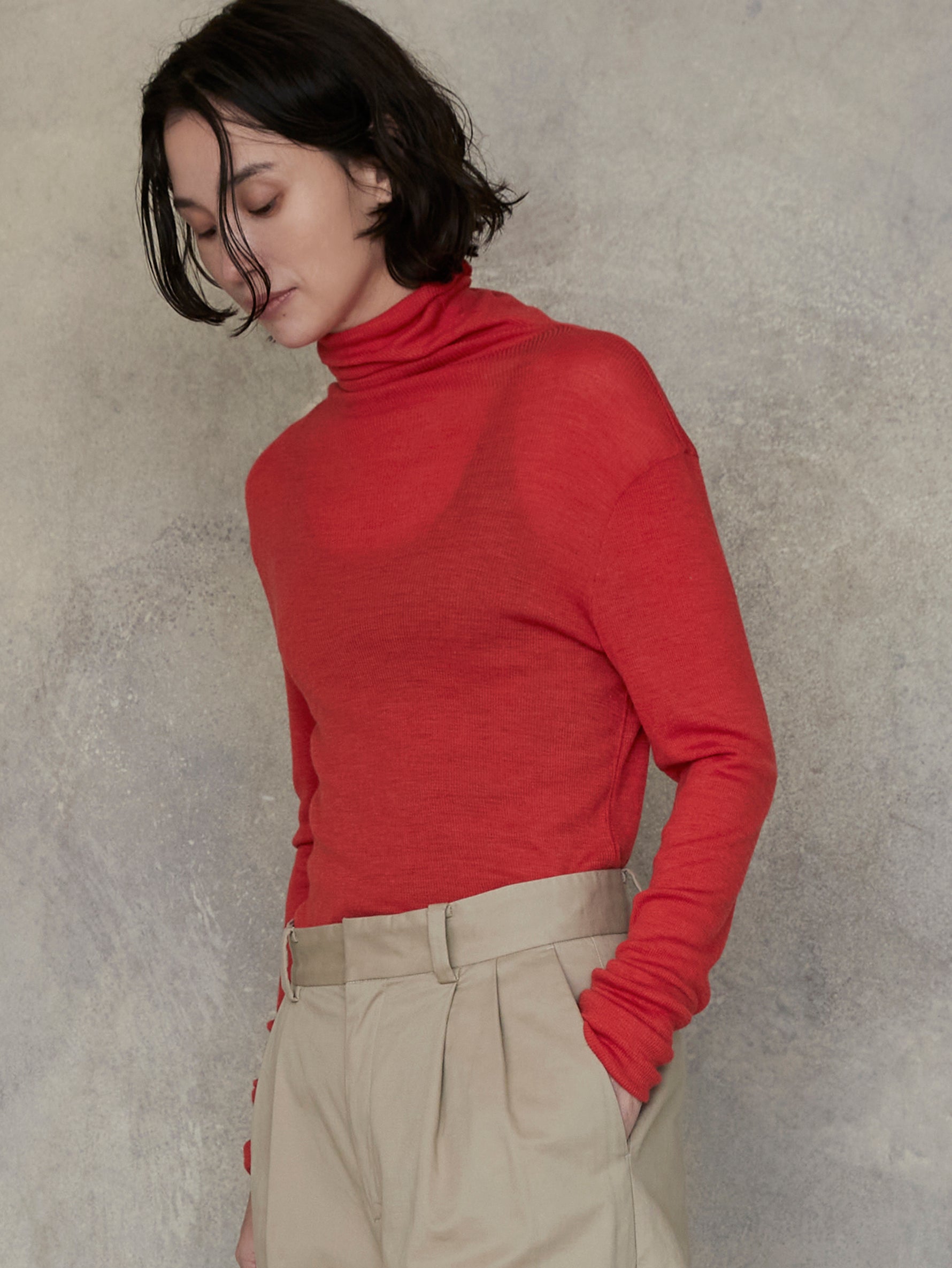 ウールシルクボトルネックプルオーバー/TBEA-293