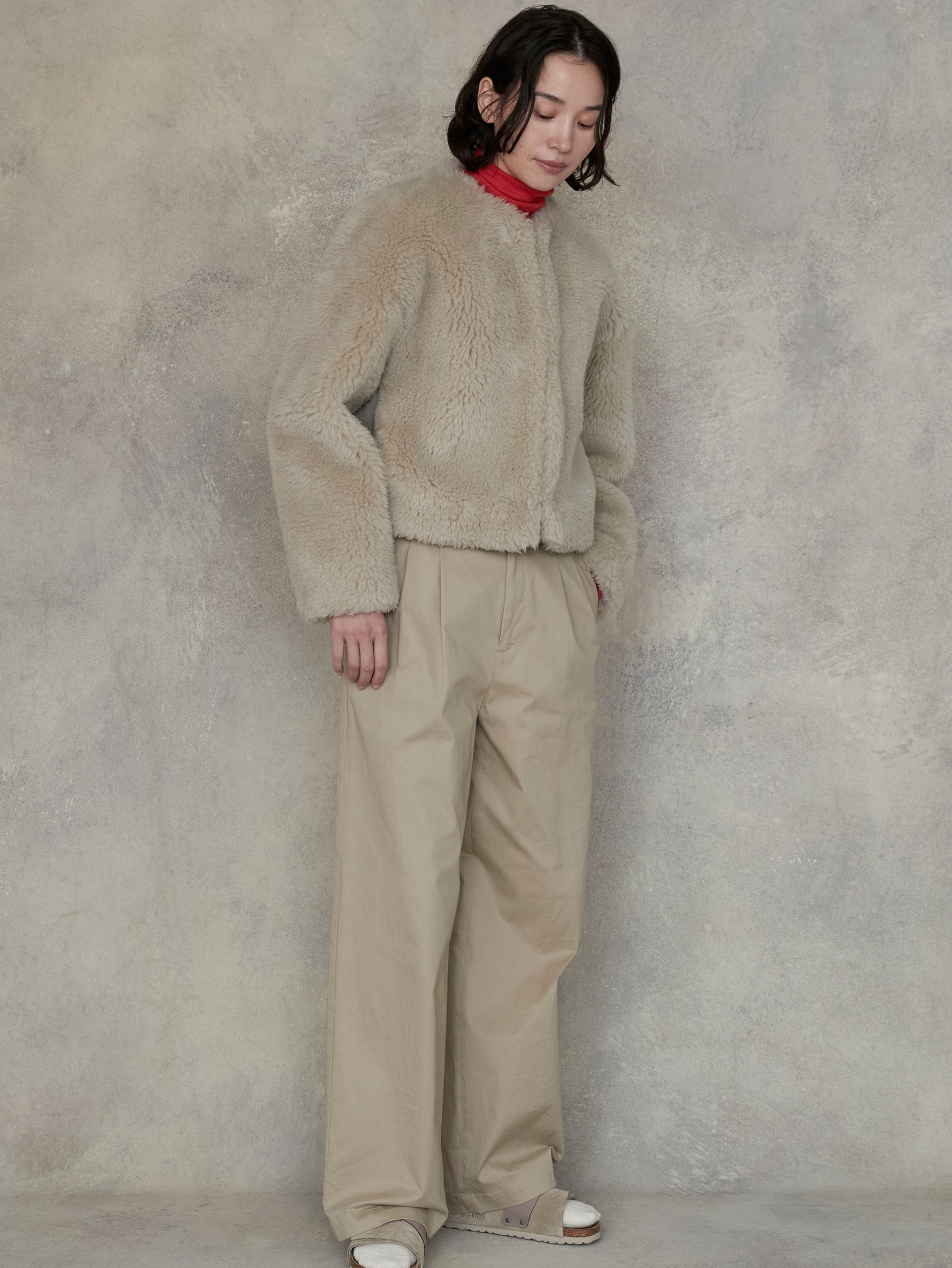 ウールファーショートコート/TBEA-082