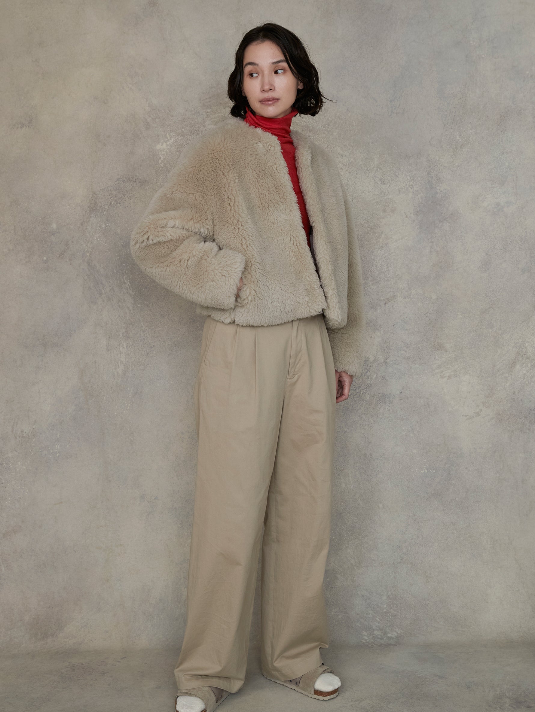 ウールファーショートコート/TBEA-082