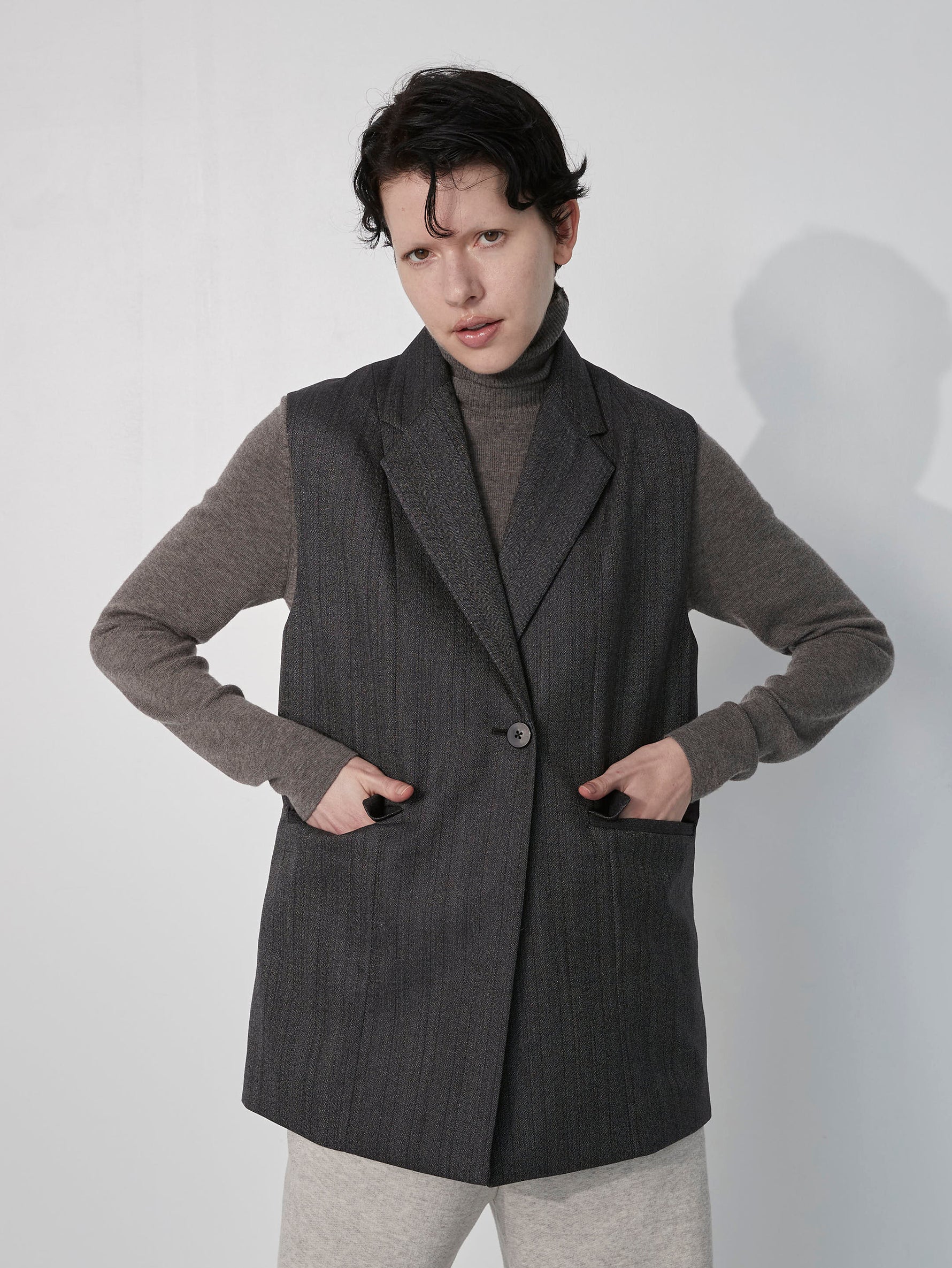 ウールヘリンボーンベスト/TBEA-211