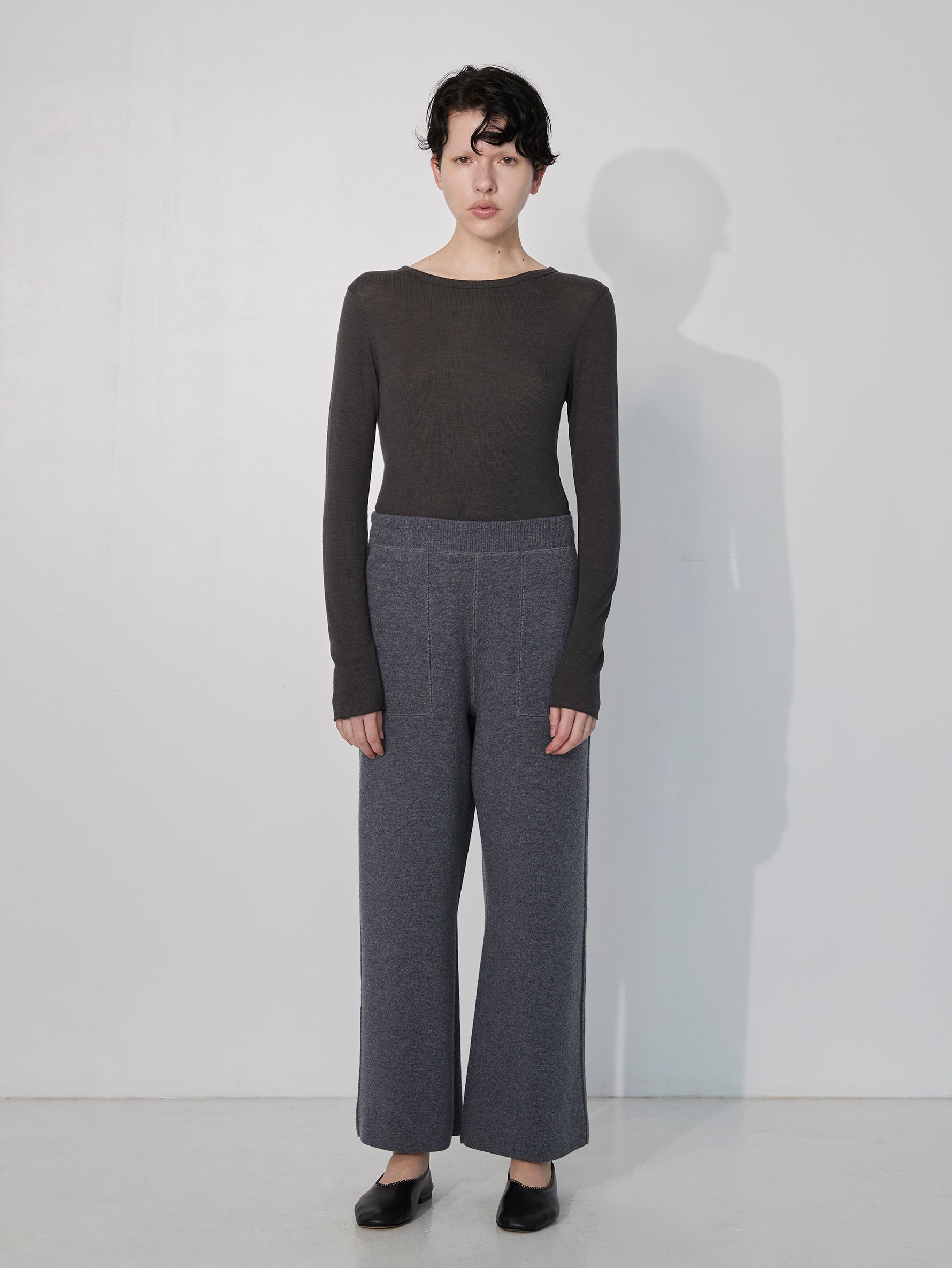 ミラノリブワイドニットパンツ/TBEA-323