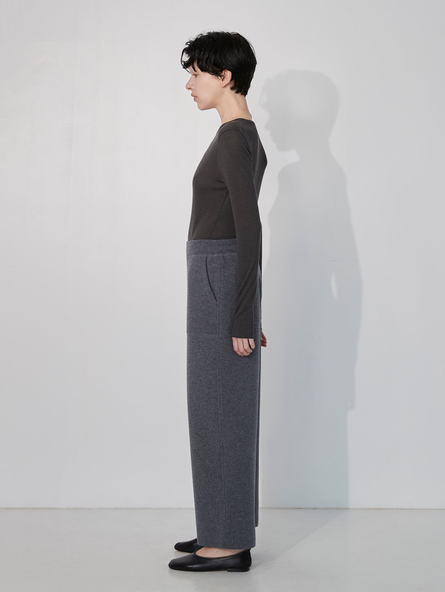 ミラノリブワイドニットパンツ/TBEA-323