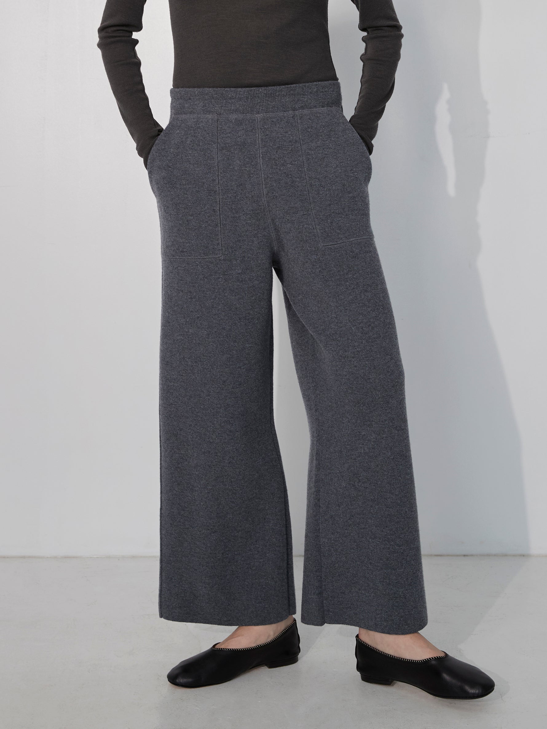 ミラノリブワイドニットパンツ/TBEA-323