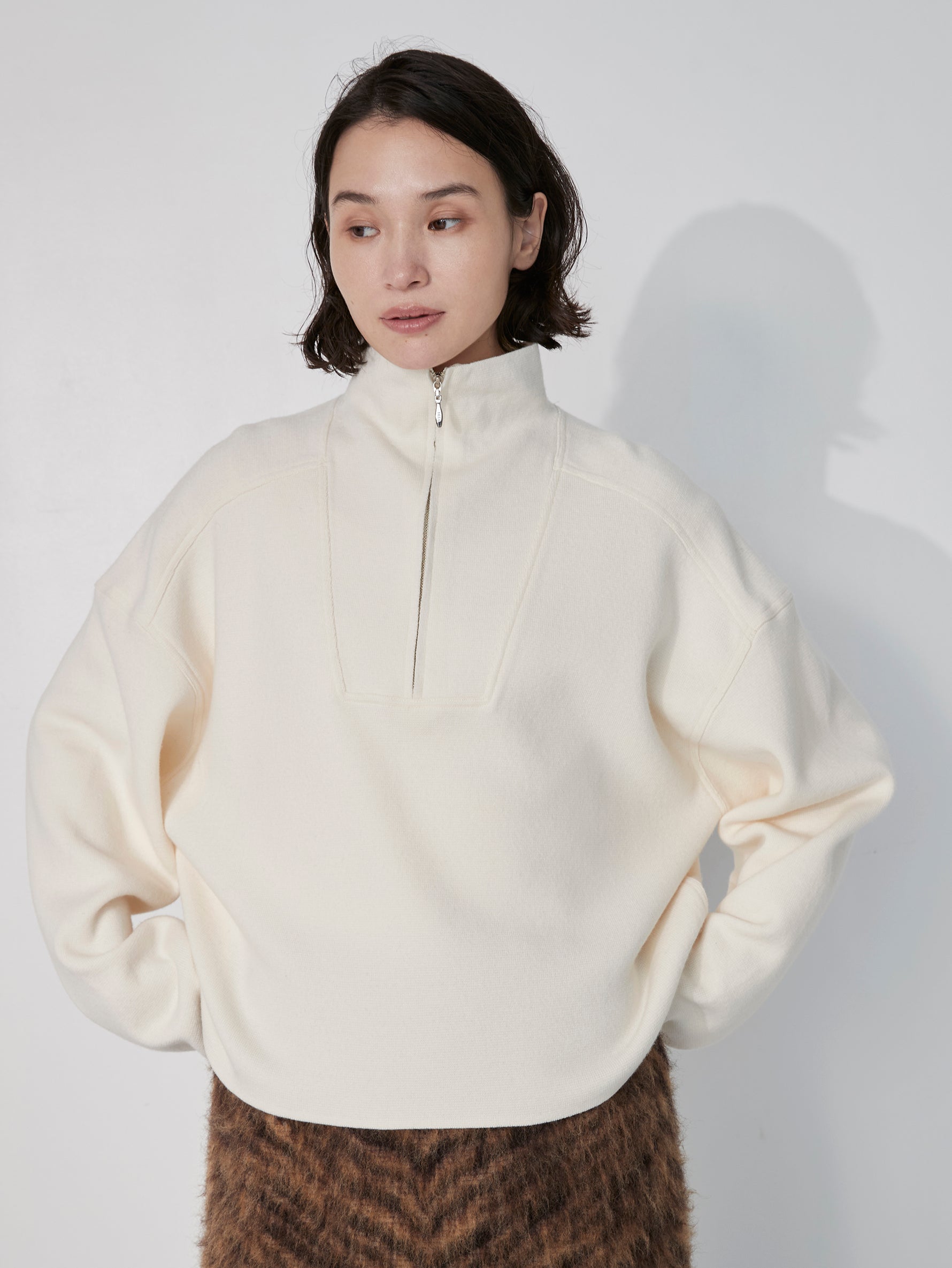 ミラノリブハーフジッププルオーバー/TBEA-321