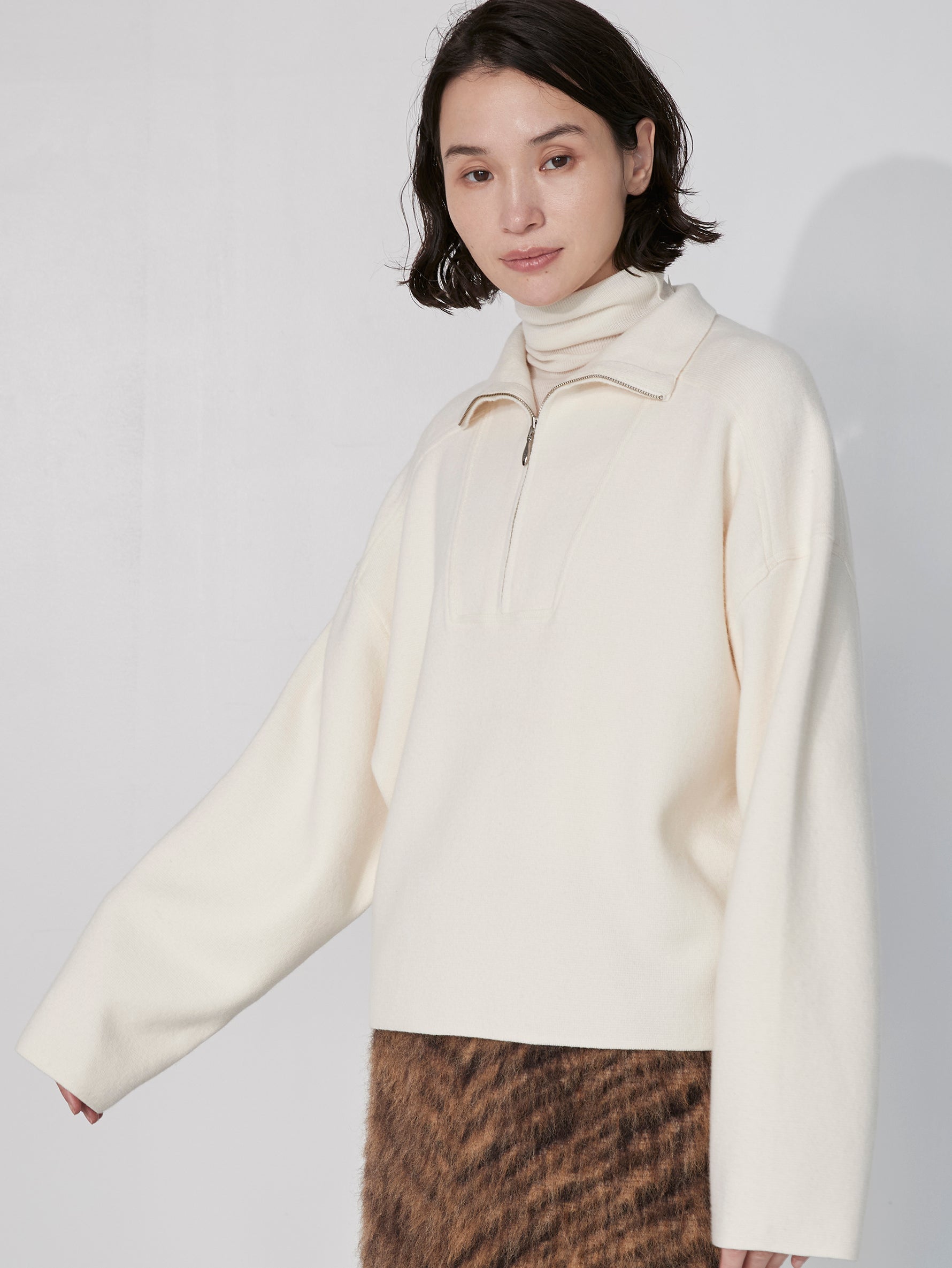 ミラノリブハーフジッププルオーバー/TBEA-321