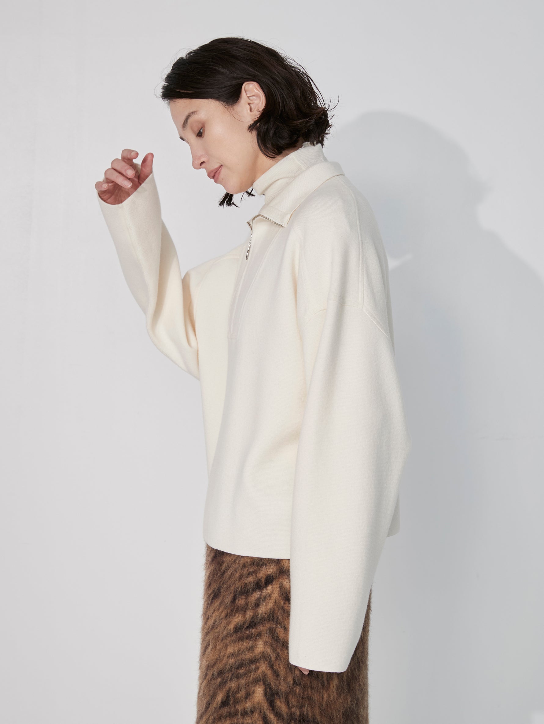 ミラノリブハーフジッププルオーバー/TBEA-321