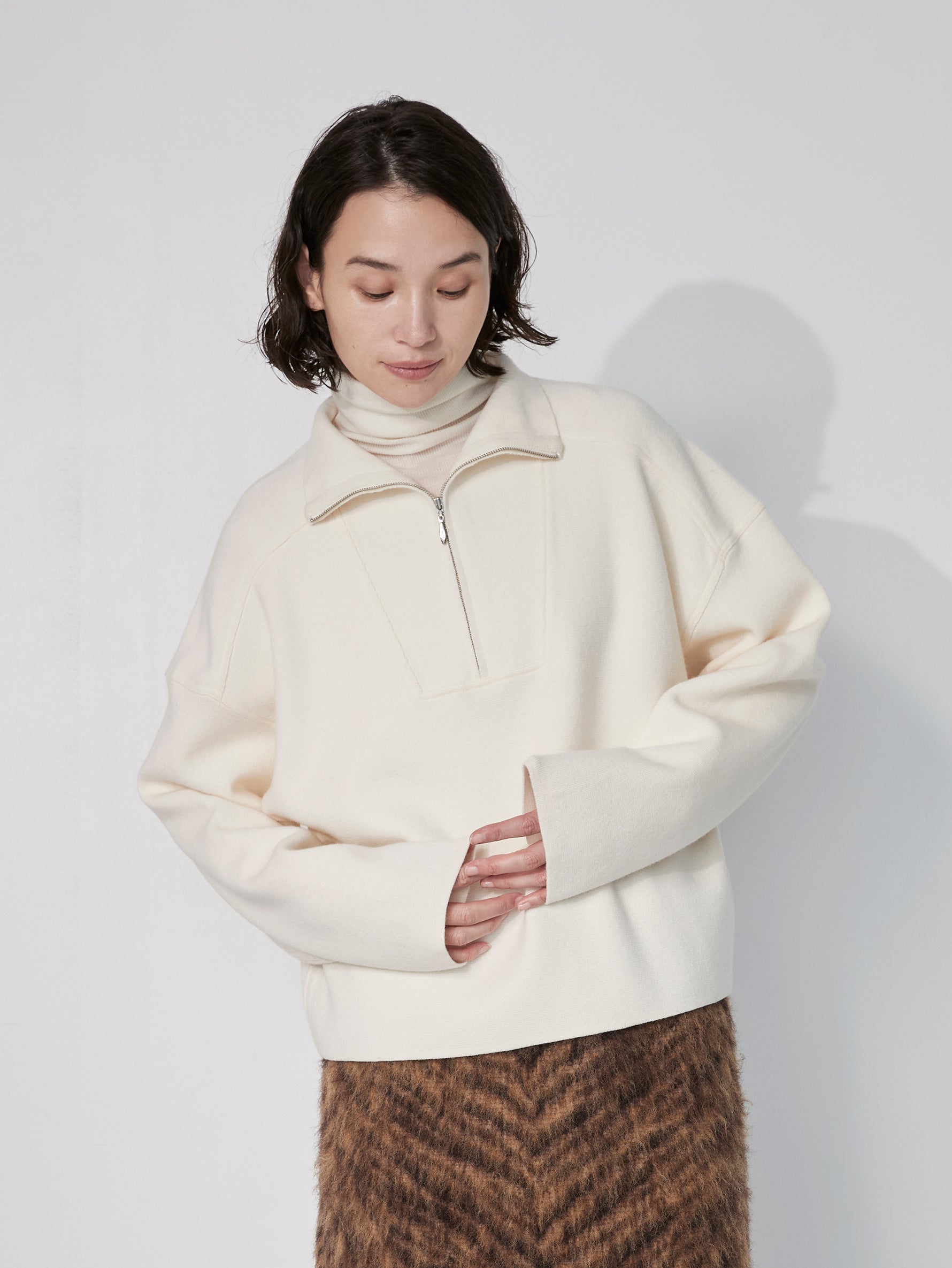 ミラノリブハーフジッププルオーバー/TBEA-321