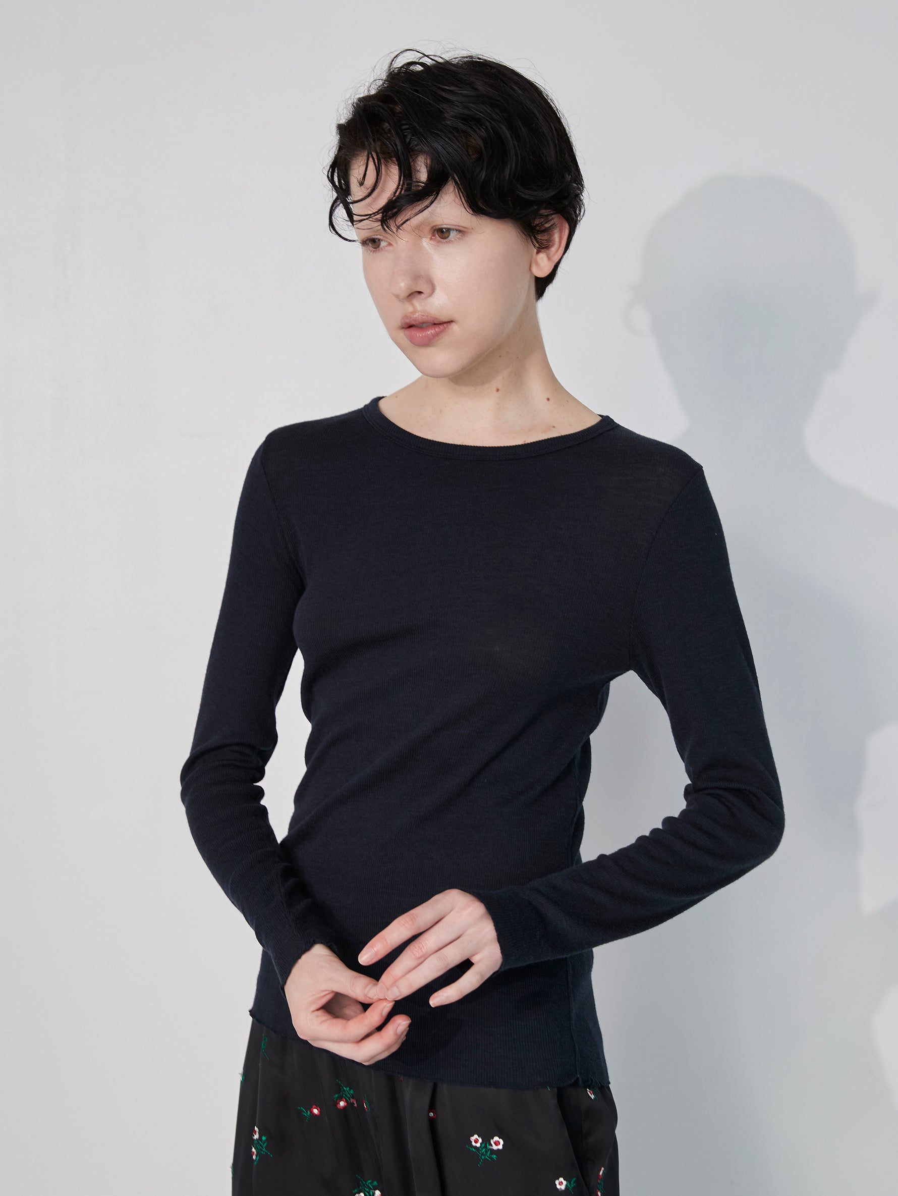 ウールシルククルーネックプルオーバー/TBEA-292