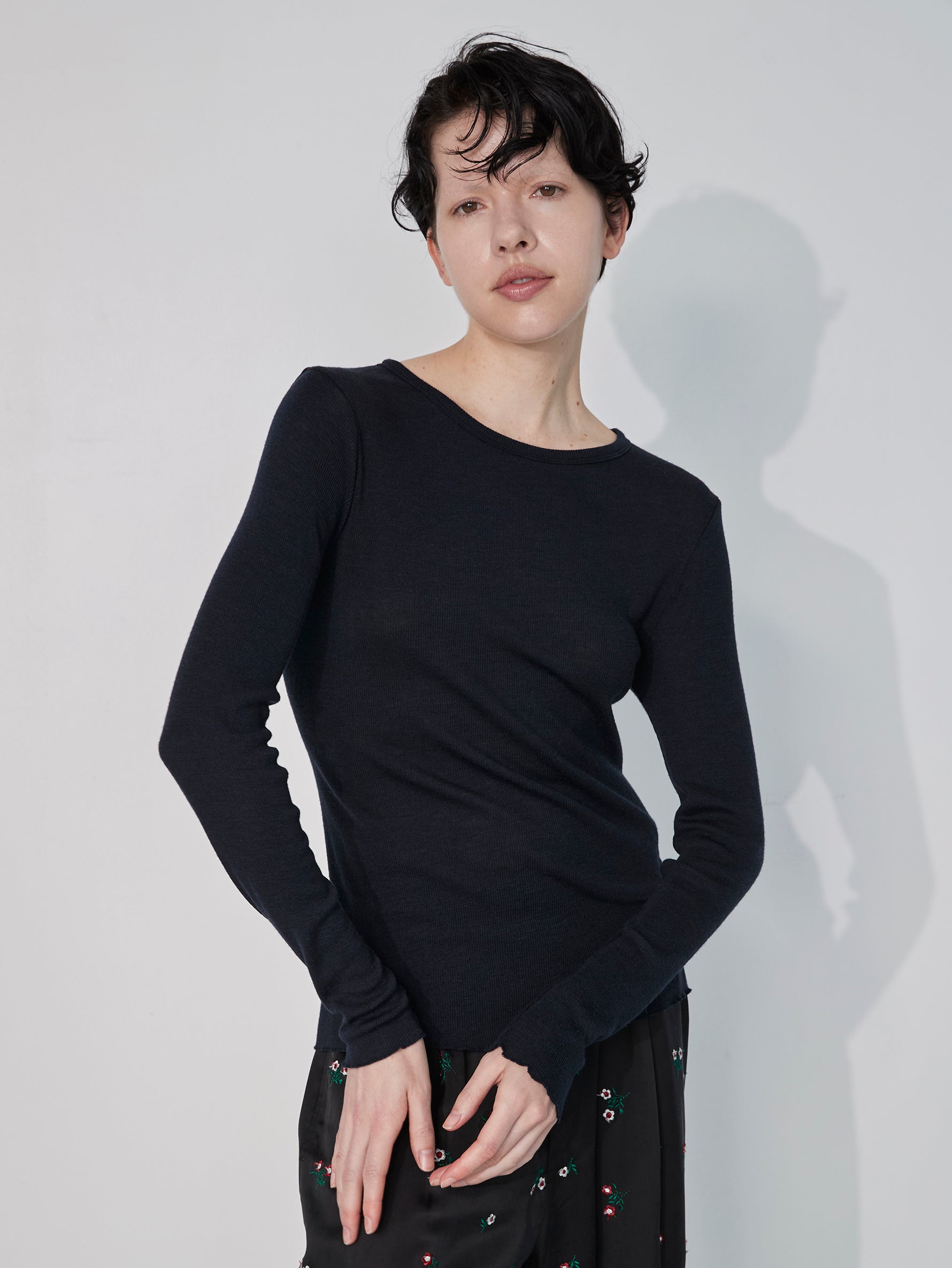 ウールシルククルーネックプルオーバー/TBEA-292