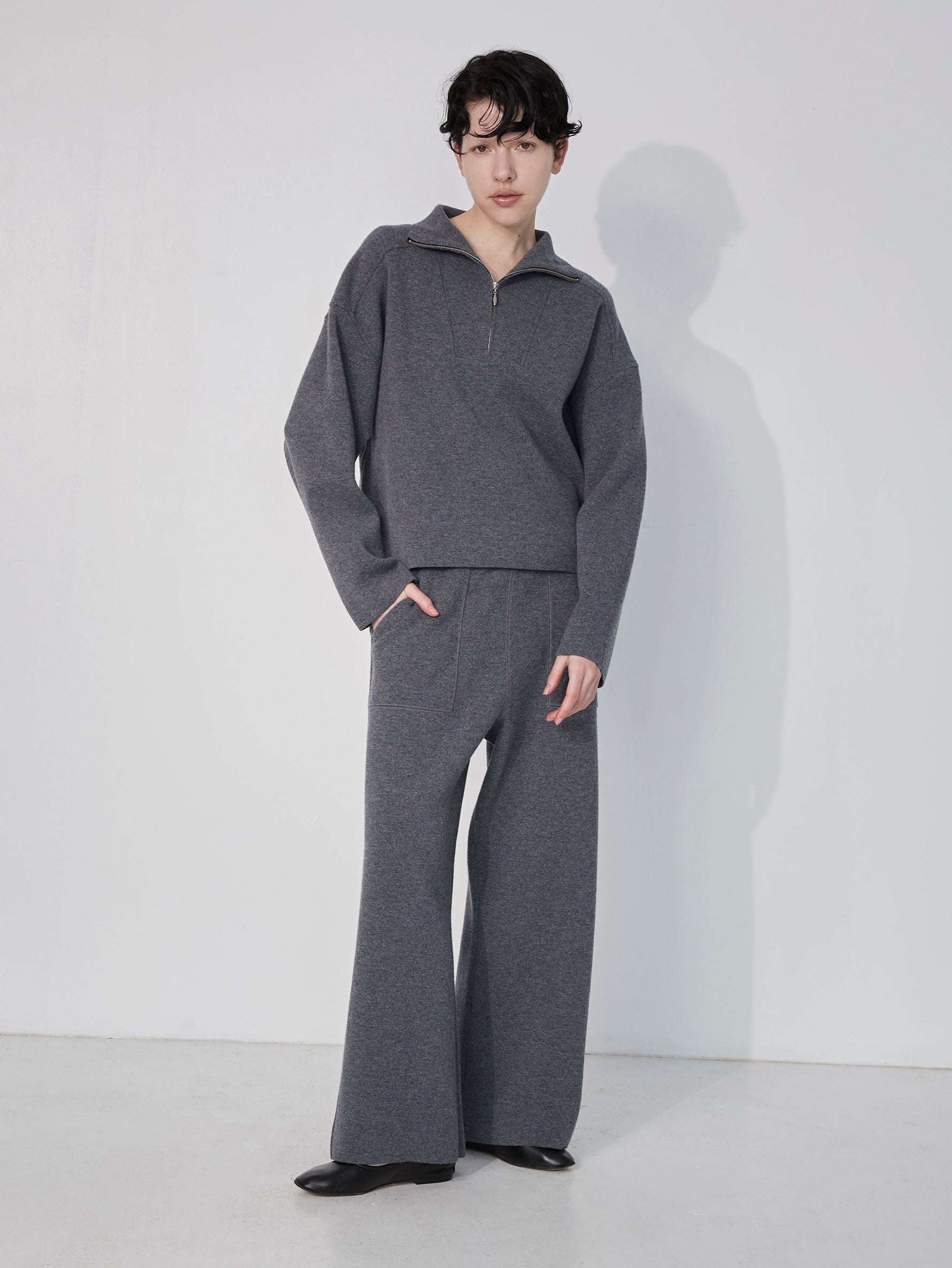 ミラノリブハーフジッププルオーバー/TBEA-321