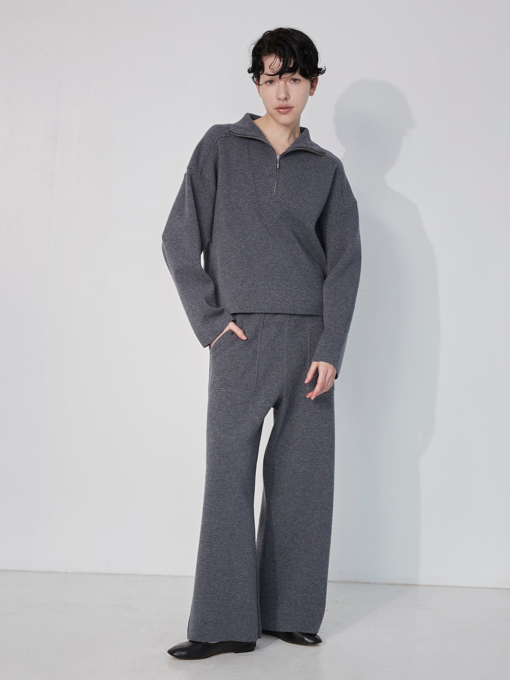 ミラノリブワイドニットパンツ/TBEA-323