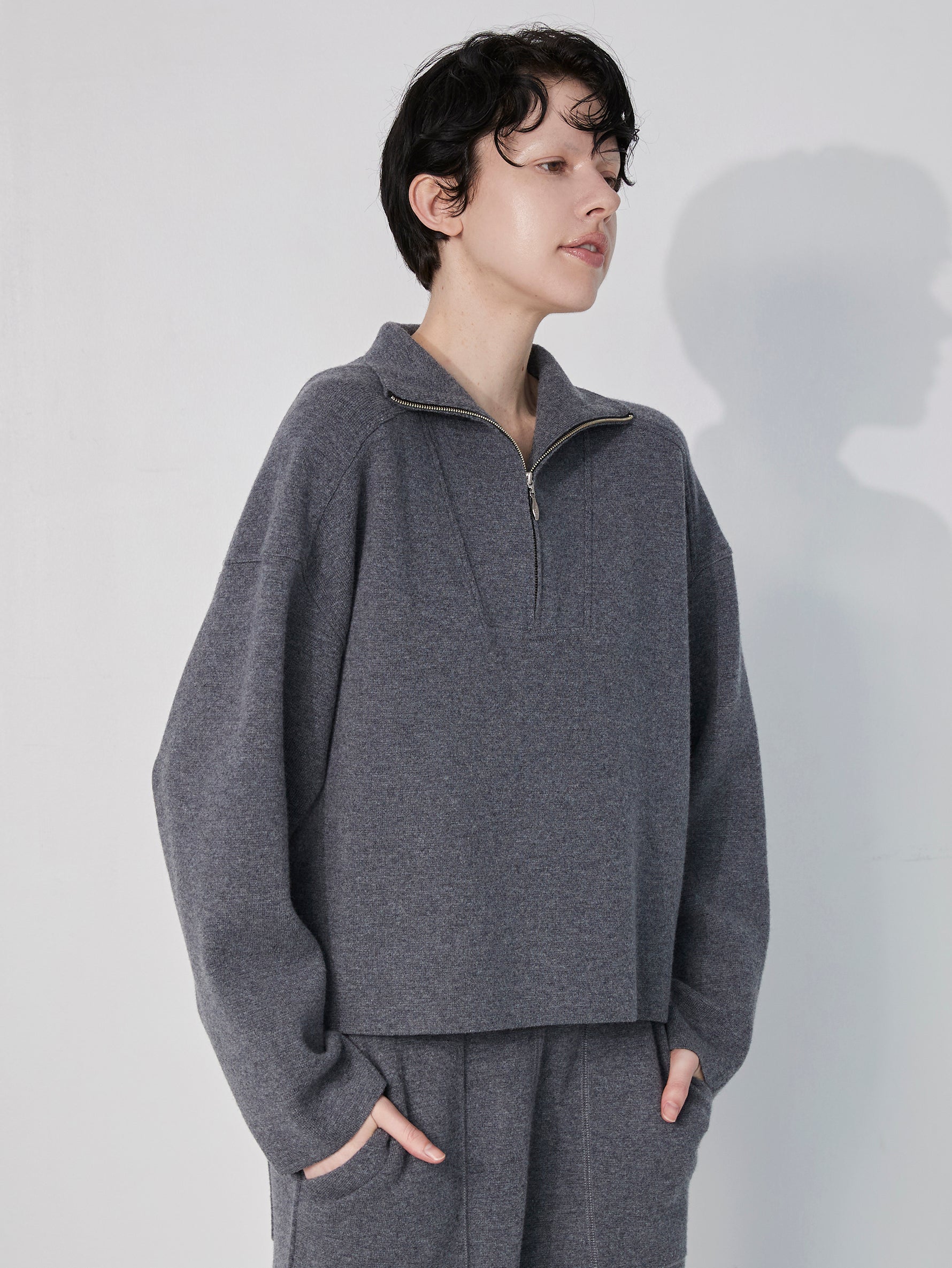 ミラノリブハーフジッププルオーバー/TBEA-321