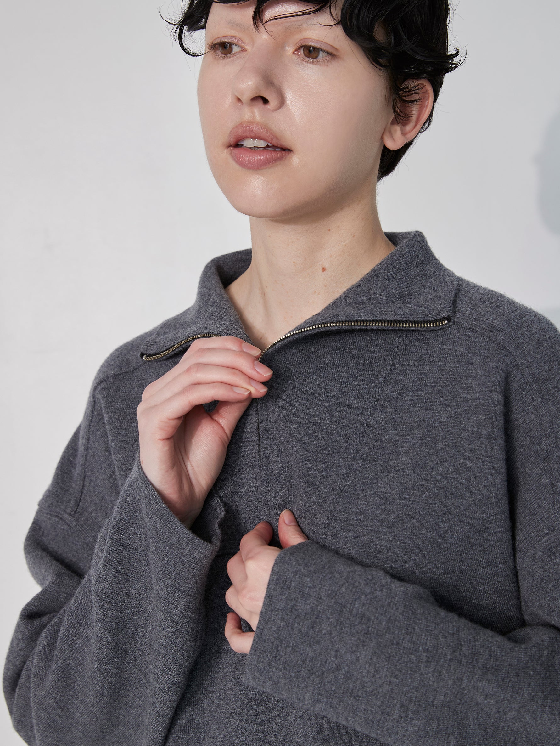 ミラノリブハーフジッププルオーバー/TBEA-321