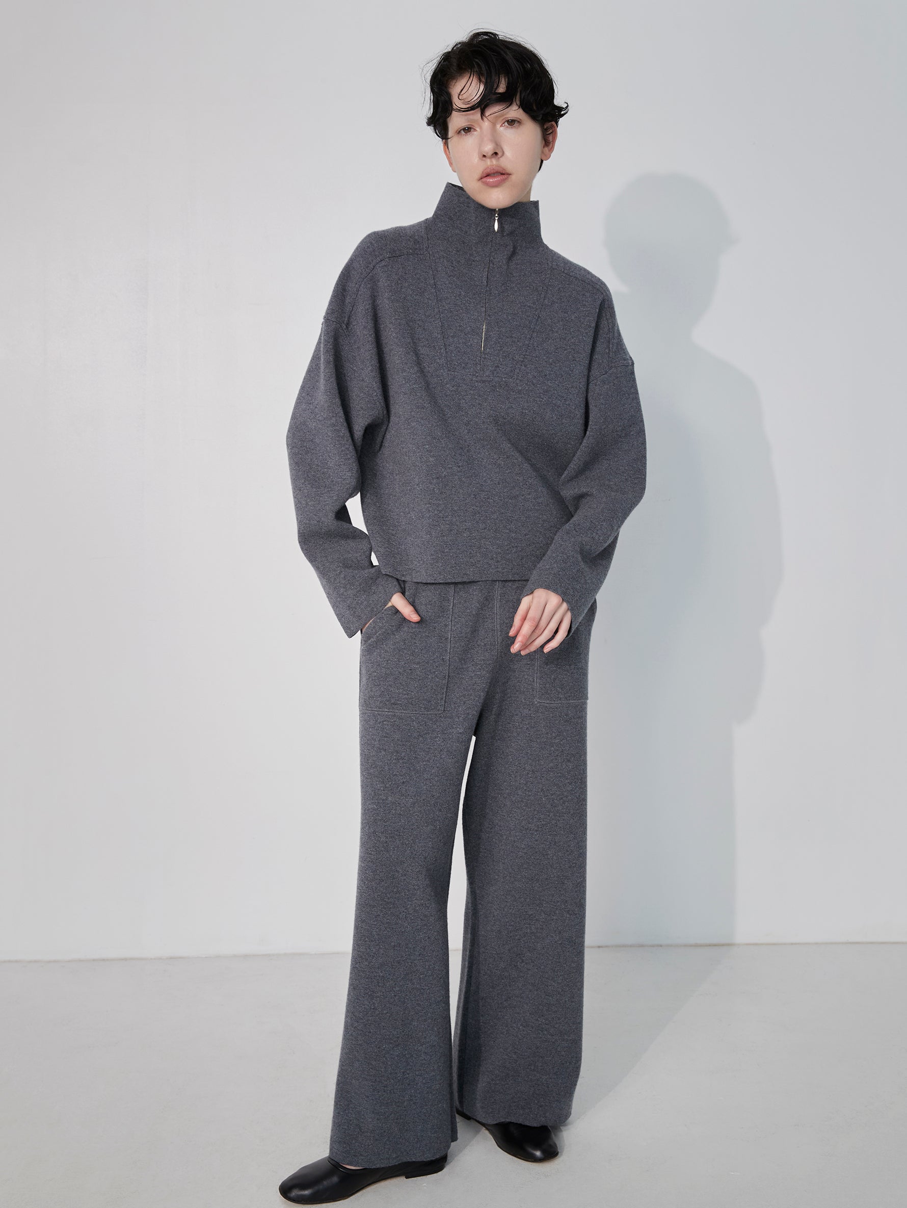 ミラノリブハーフジッププルオーバー/TBEA-321