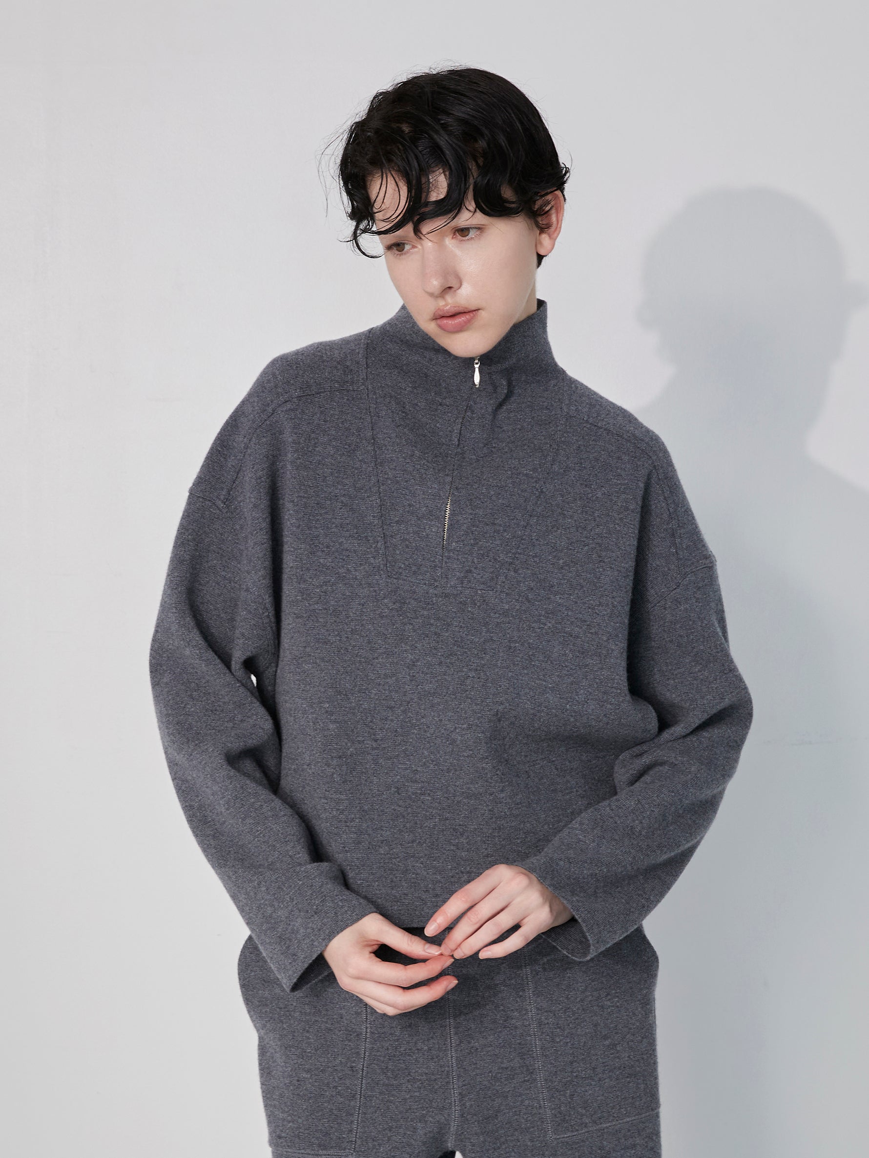 ミラノリブハーフジッププルオーバー/TBEA-321