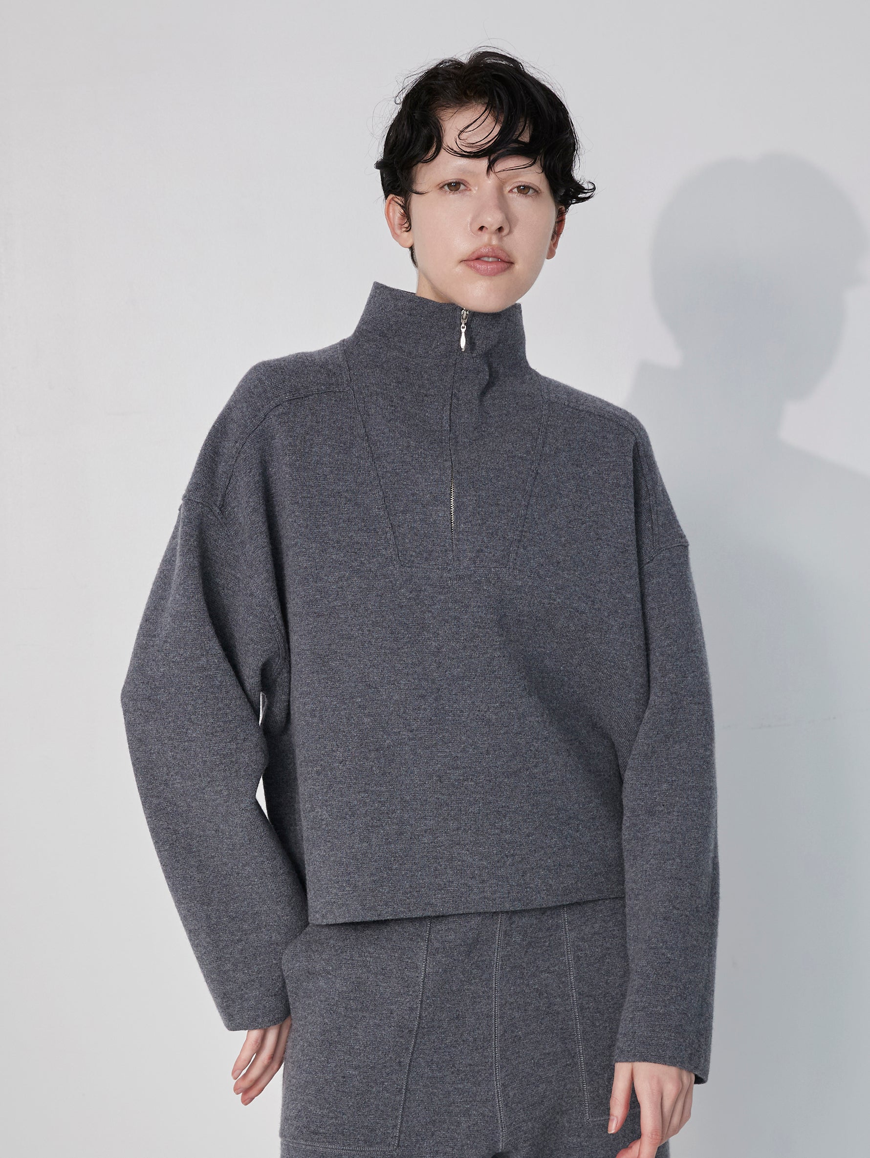 ミラノリブハーフジッププルオーバー/TBEA-321