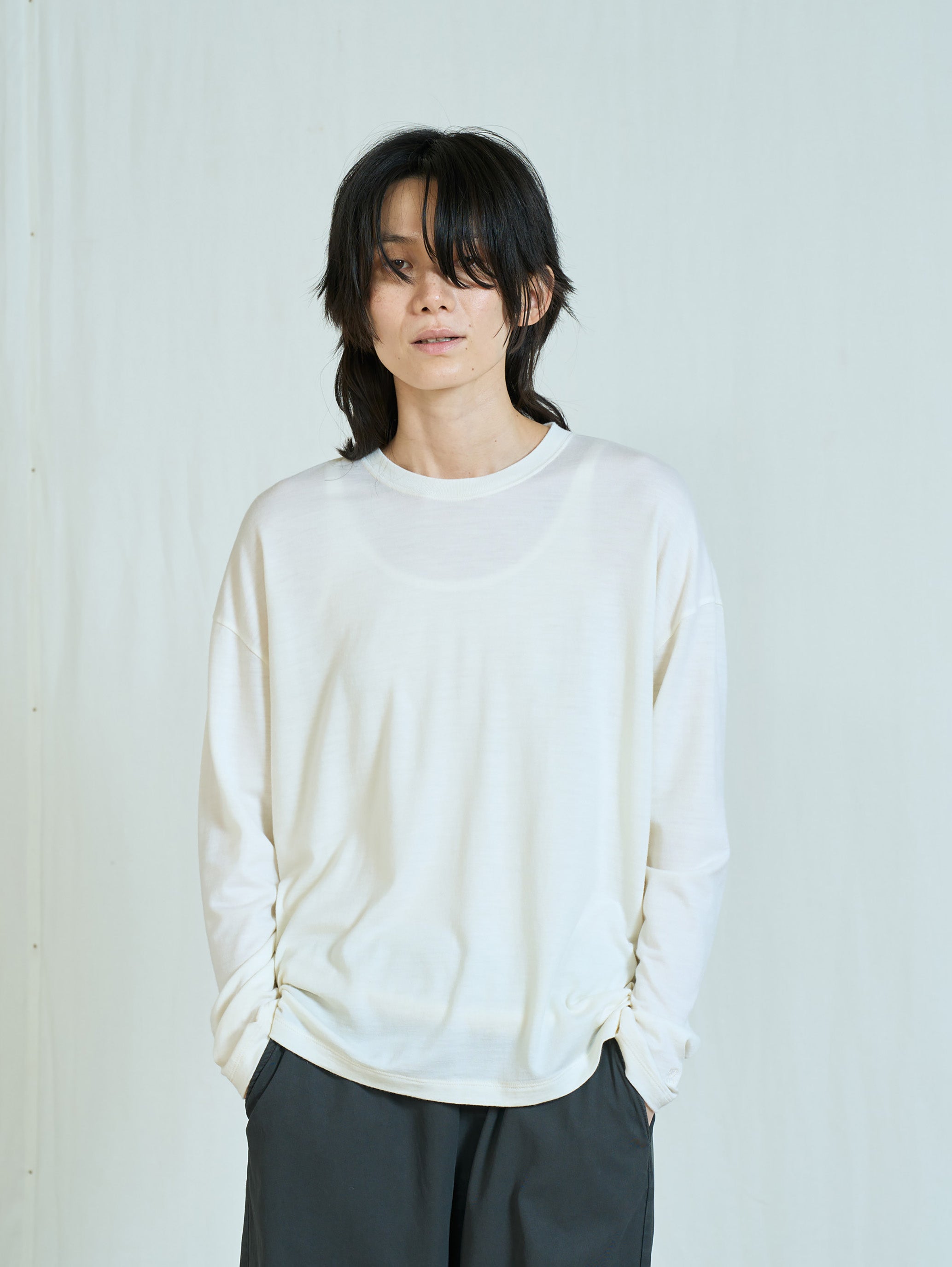 ウォッシャブルウールロングTシャツ TBFA-252
