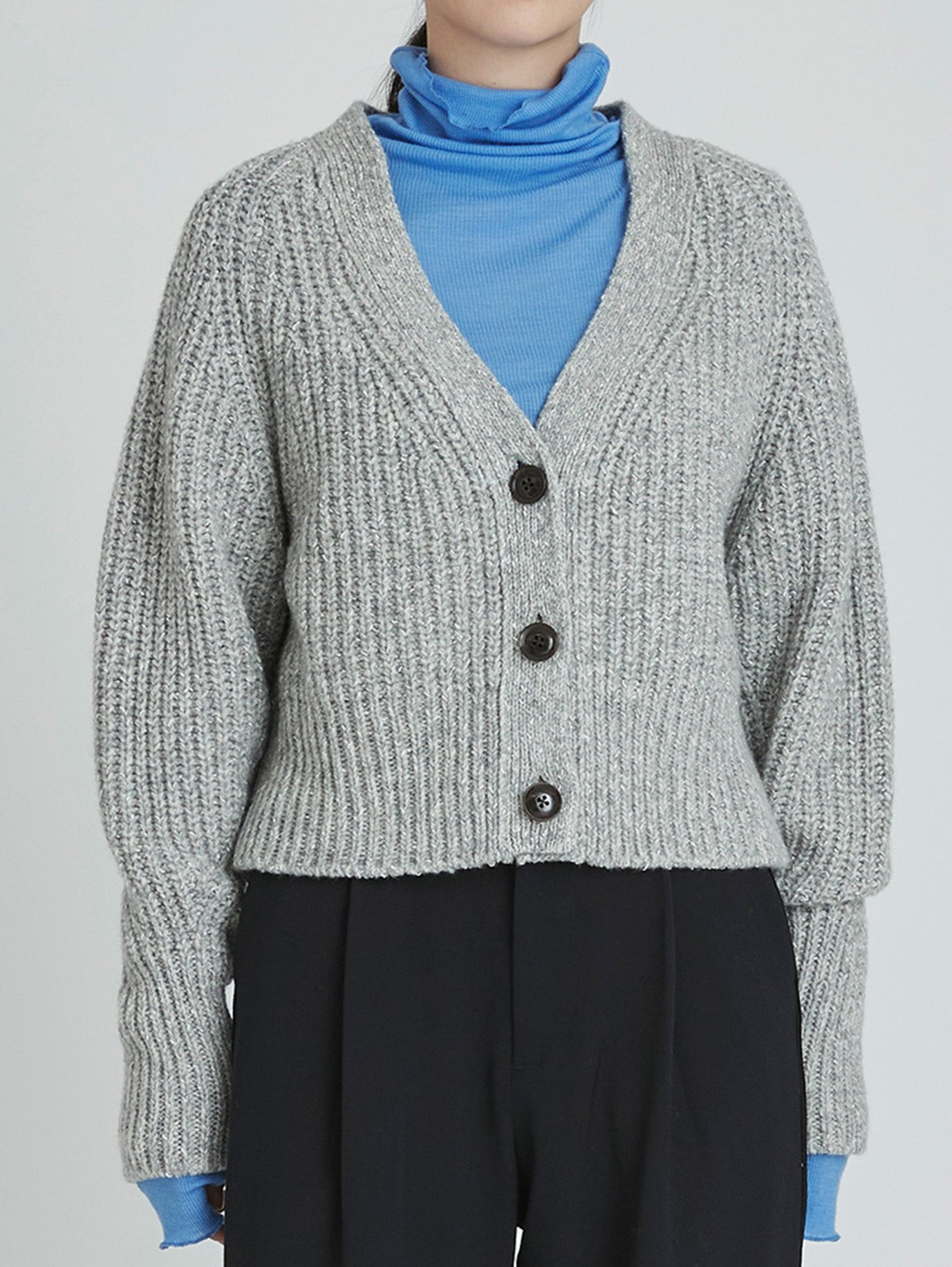 ラメVネックカーディガン/TBCA-312