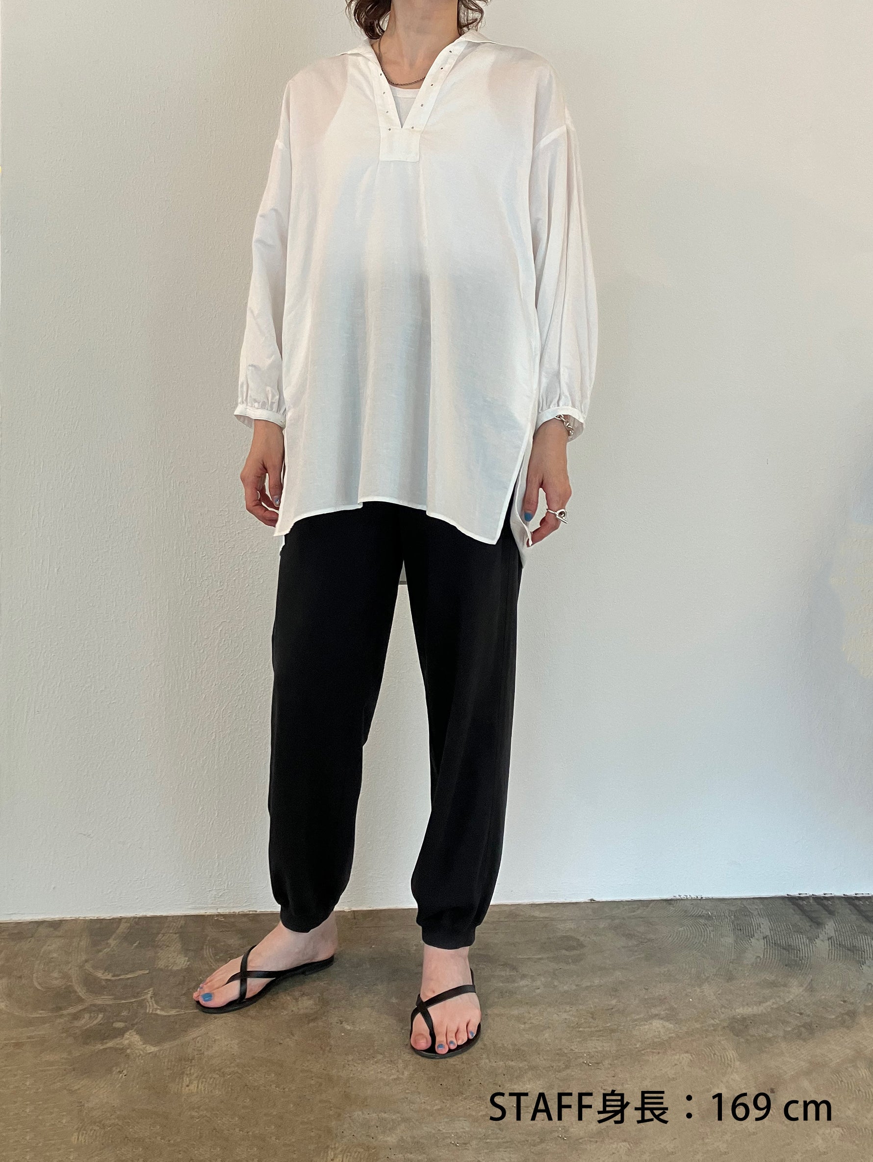 コットンリネンレースアップシャツ/TBDS-022