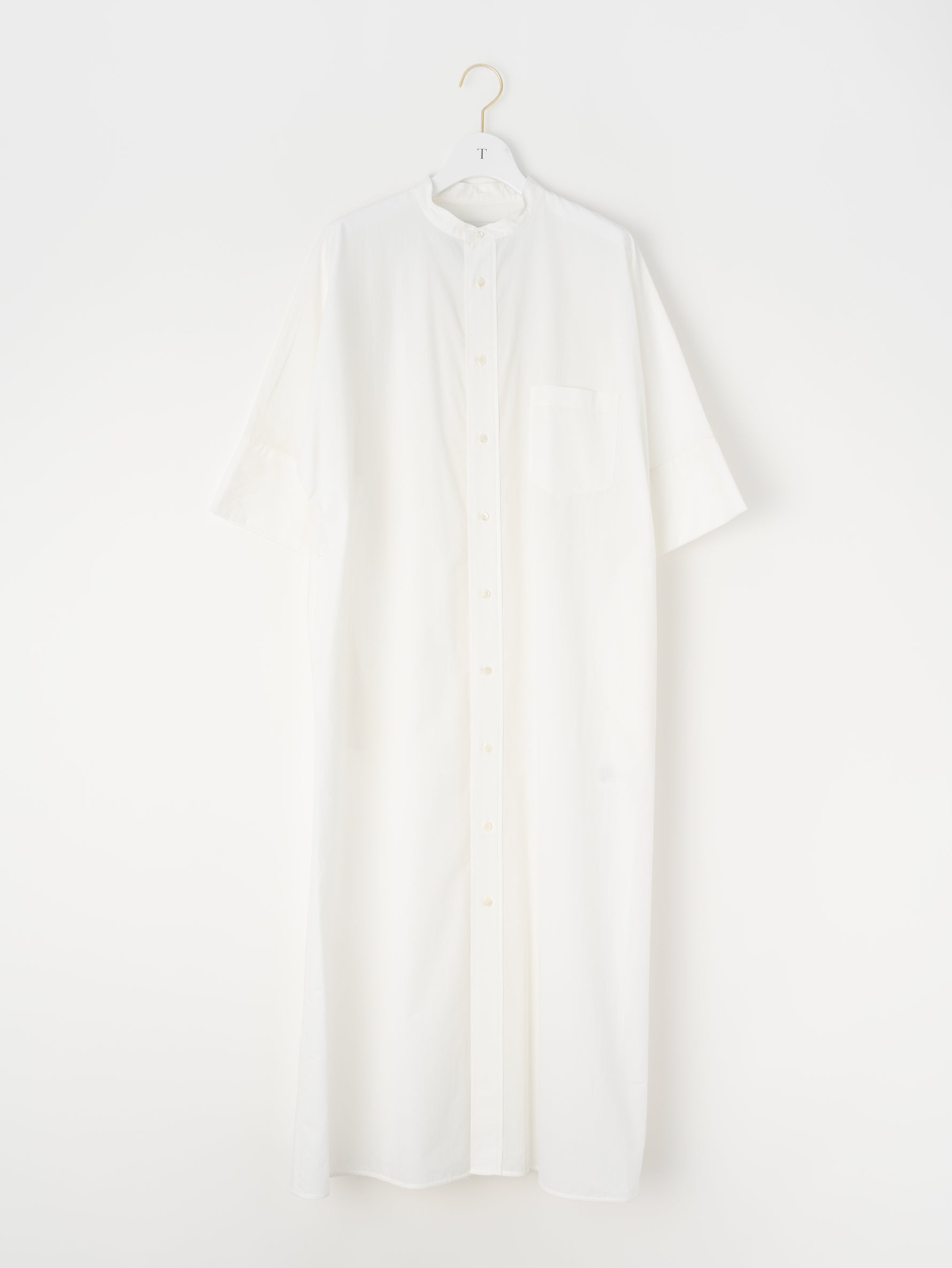 ハーブノーカラー半袖シャツワンピース/TBES-025