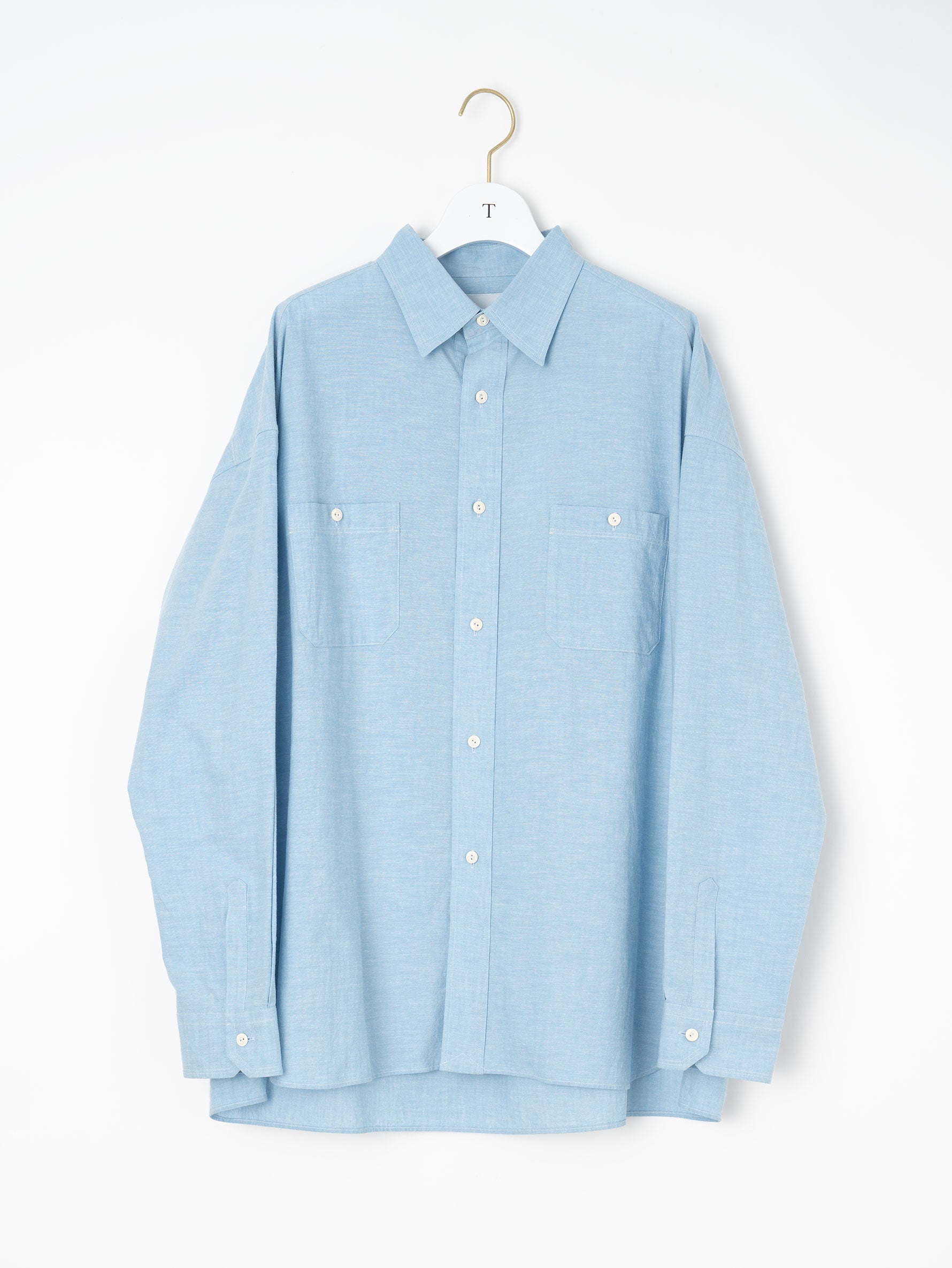 【予約商品】ニアデニムWポケットスクエアビッグシャツuni TBFS-022