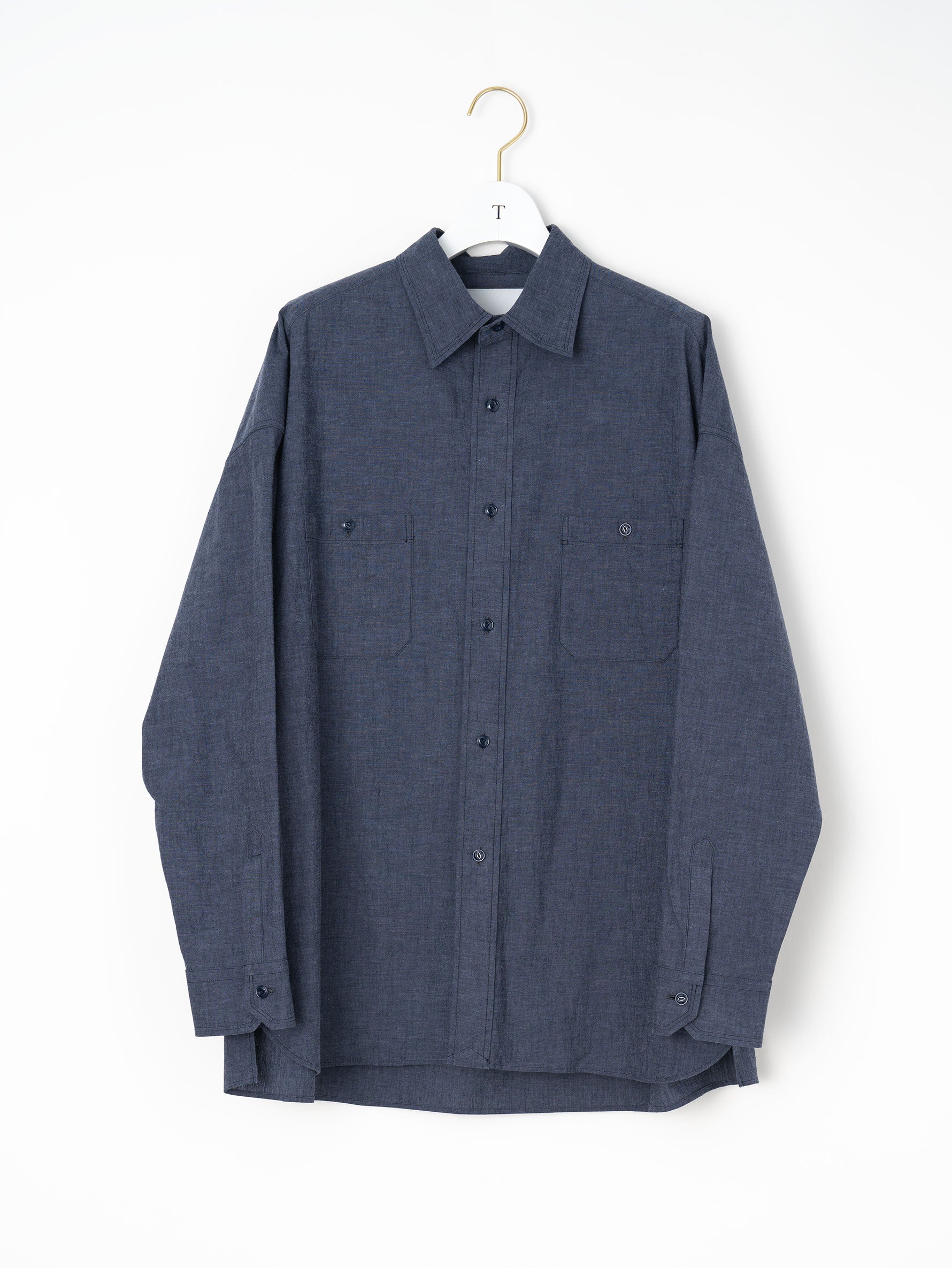 【予約商品】ニアデニムWポケットスクエアビッグシャツuni TBFS-022