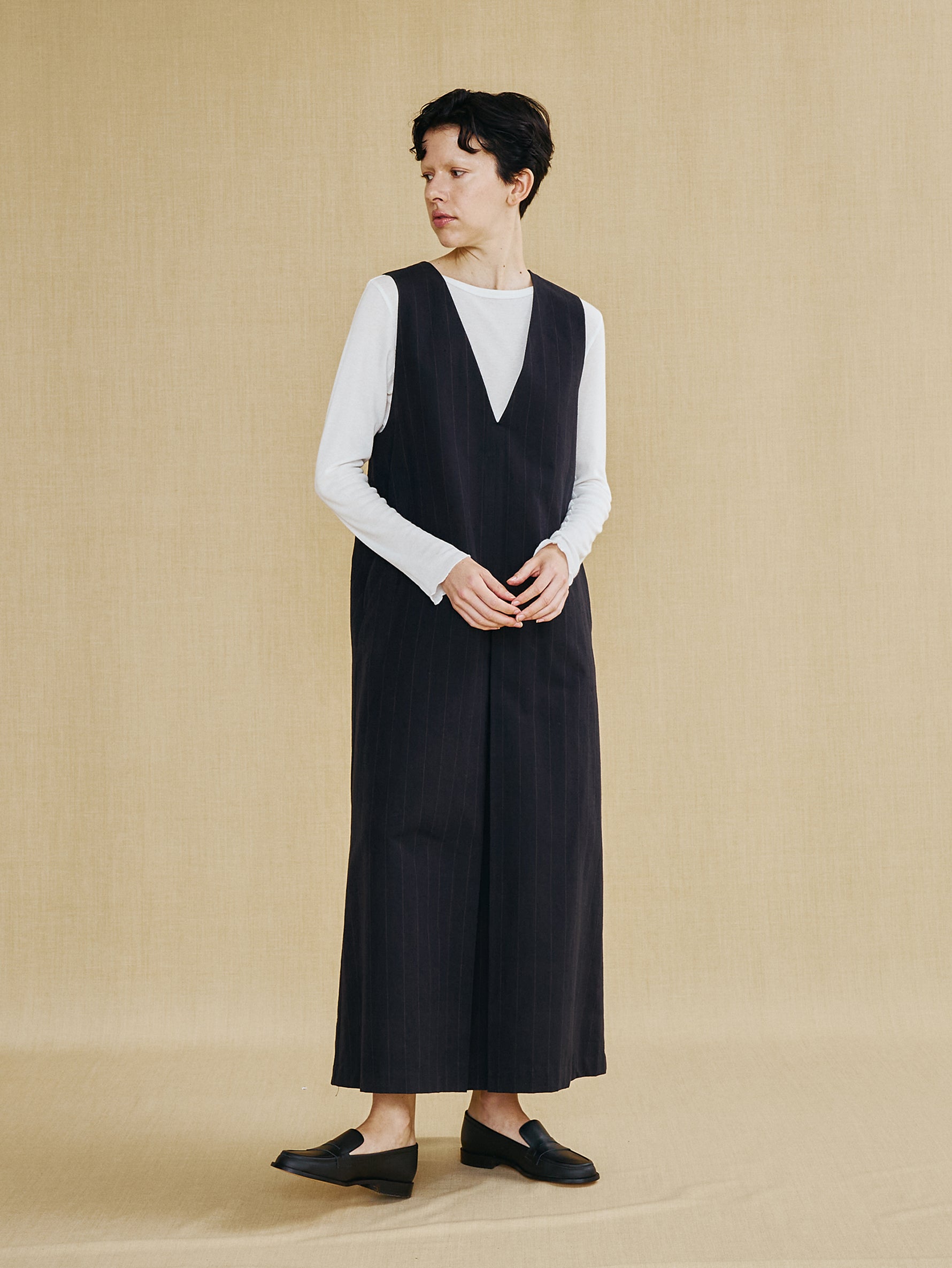 コットンシルクラミーノースリーブワンピース TBFS-144