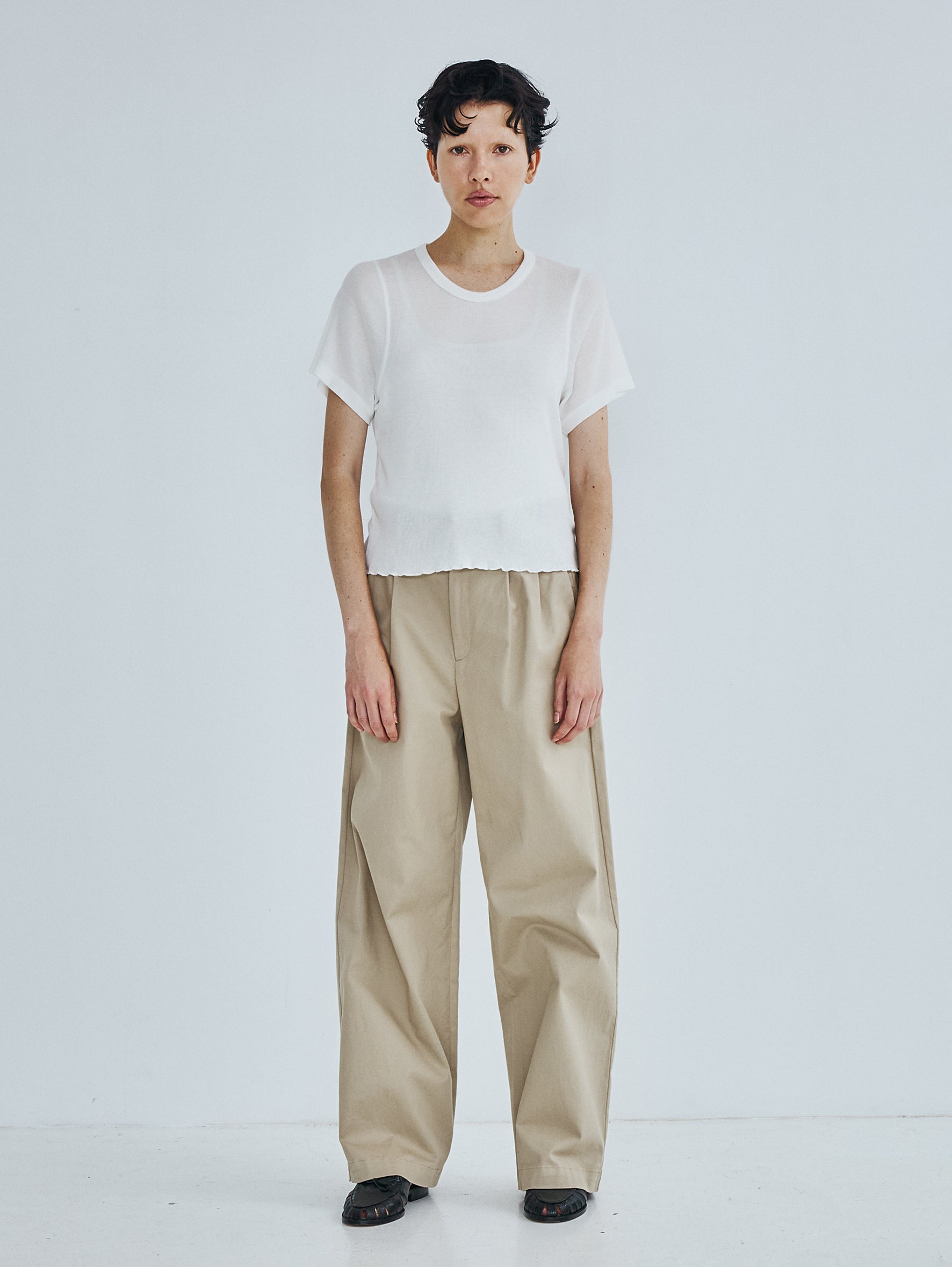 コットンシルククルーネック半袖Tシャツ TBFS-183