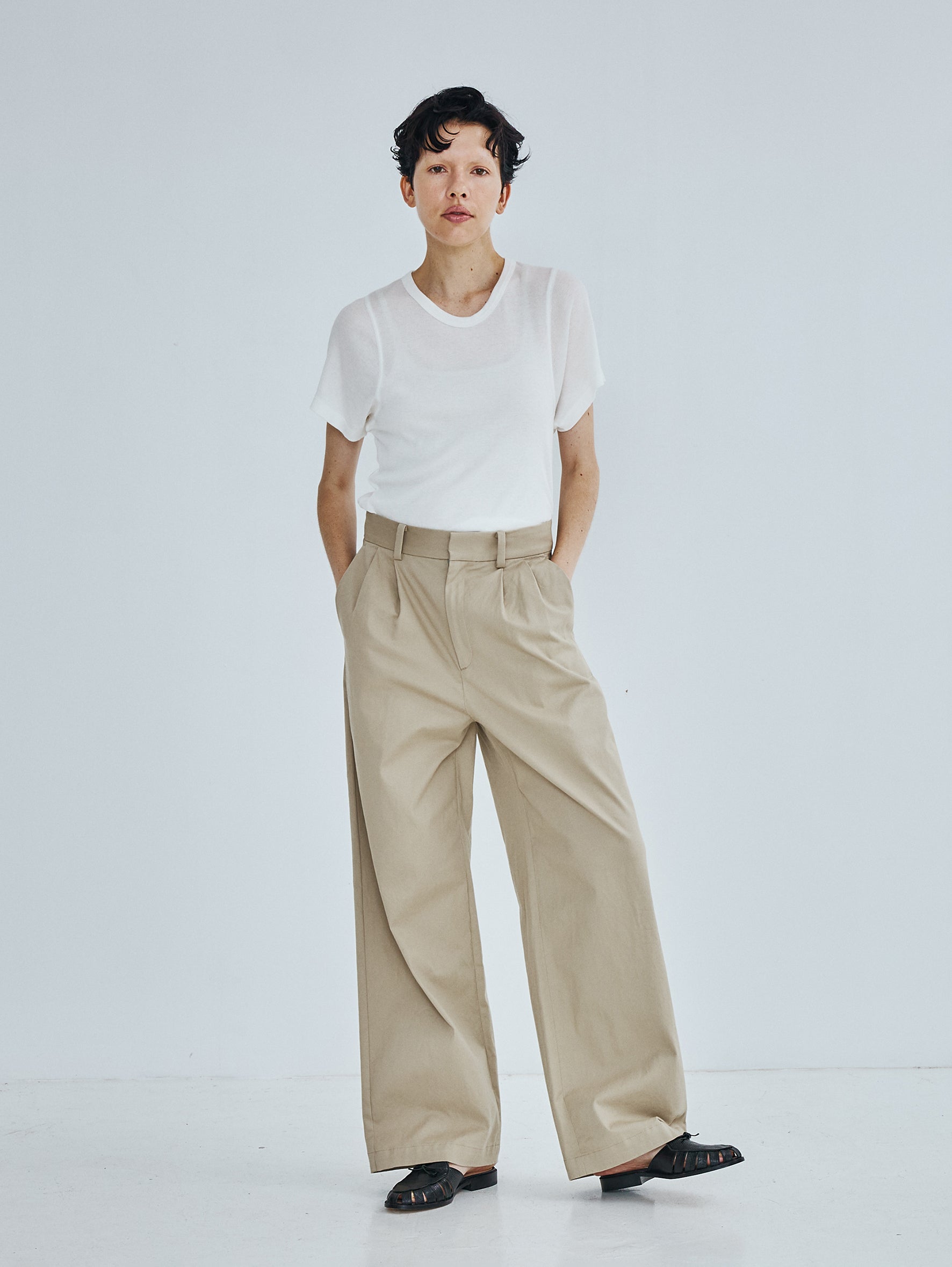 コットンシルククルーネック半袖Tシャツ TBFS-183