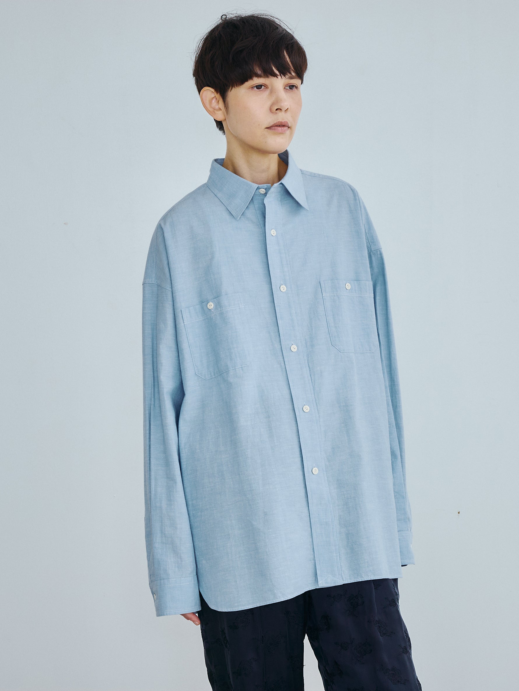 【予約商品】ニアデニムWポケットスクエアビッグシャツuni TBFS-022