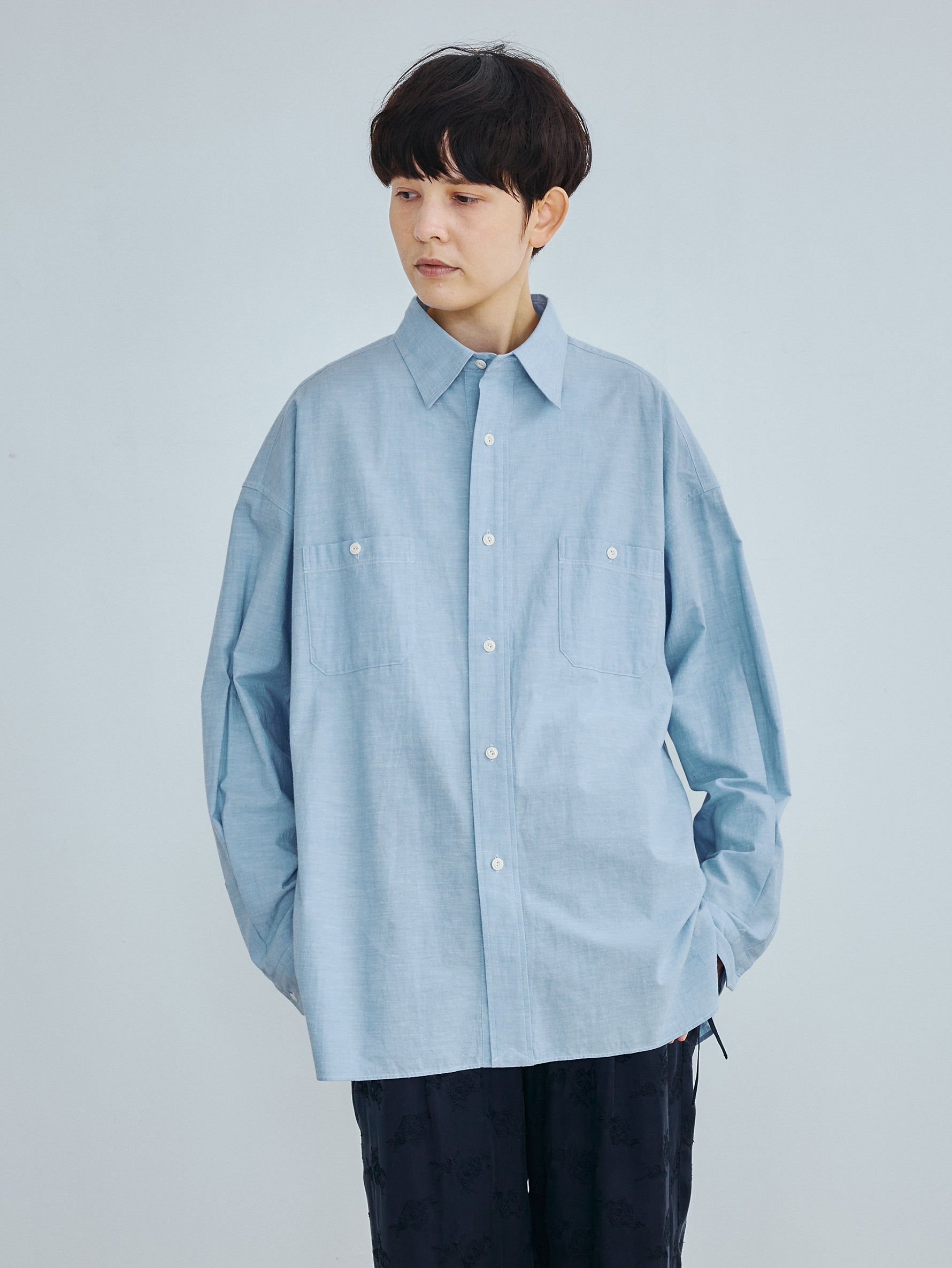 【予約商品】ニアデニムWポケットスクエアビッグシャツuni TBFS-022