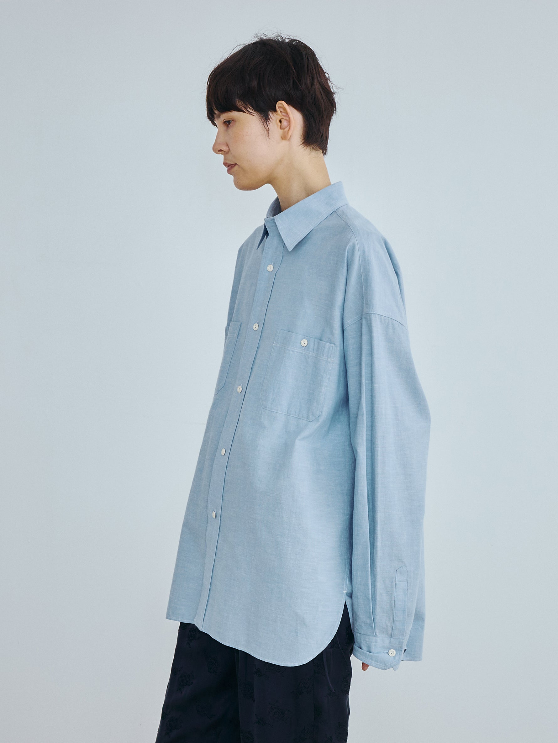 【予約商品】ニアデニムWポケットスクエアビッグシャツuni TBFS-022