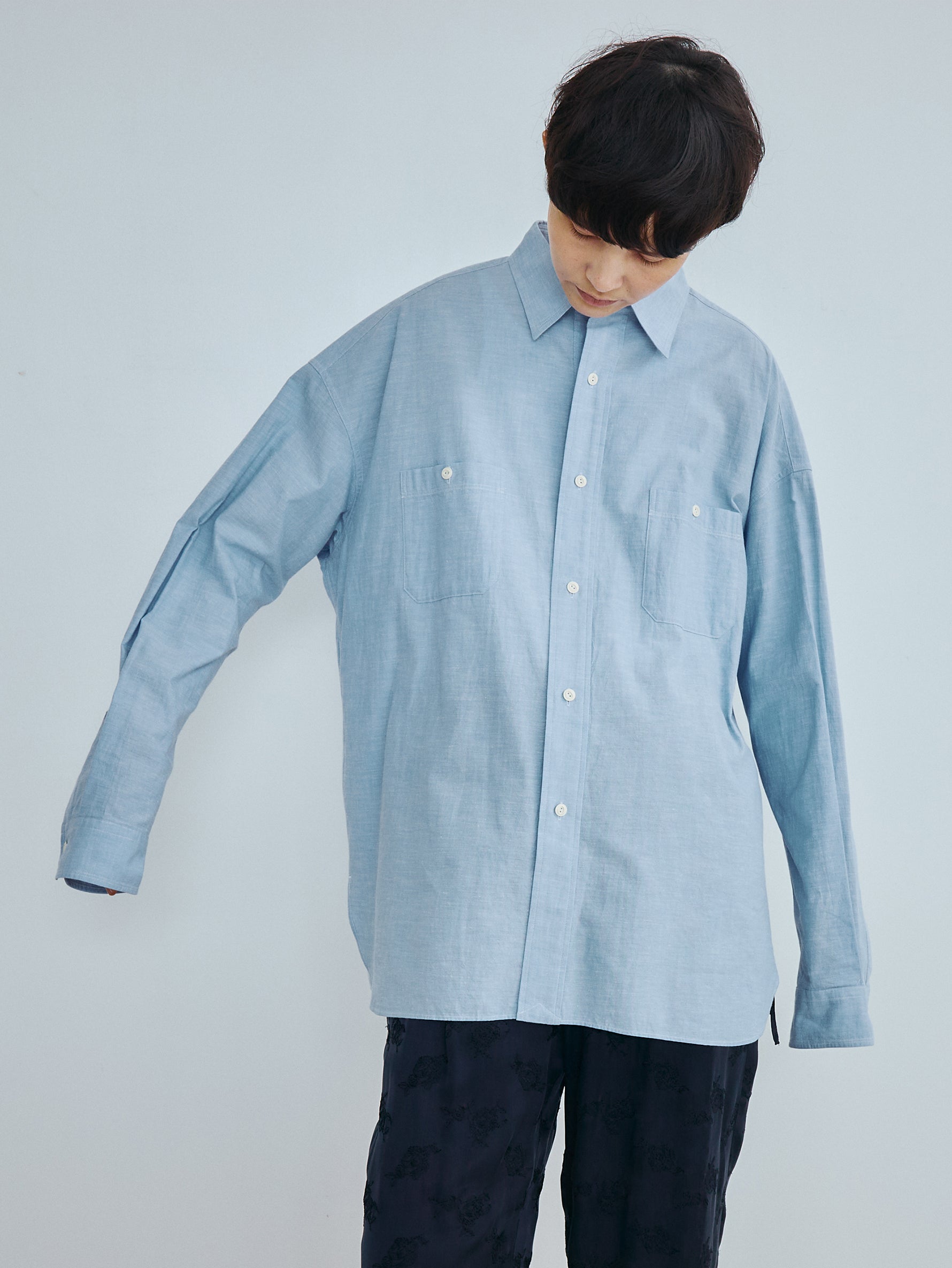 【予約商品】ニアデニムWポケットスクエアビッグシャツuni TBFS-022