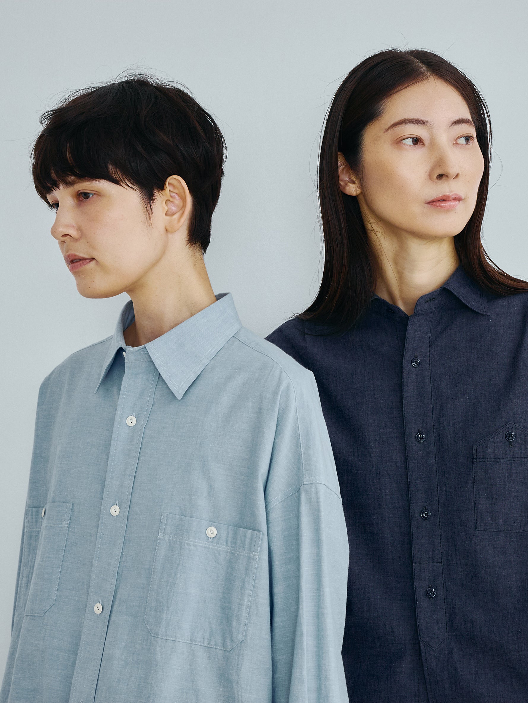 【予約商品】ニアデニムWポケットスクエアビッグシャツuni TBFS-022