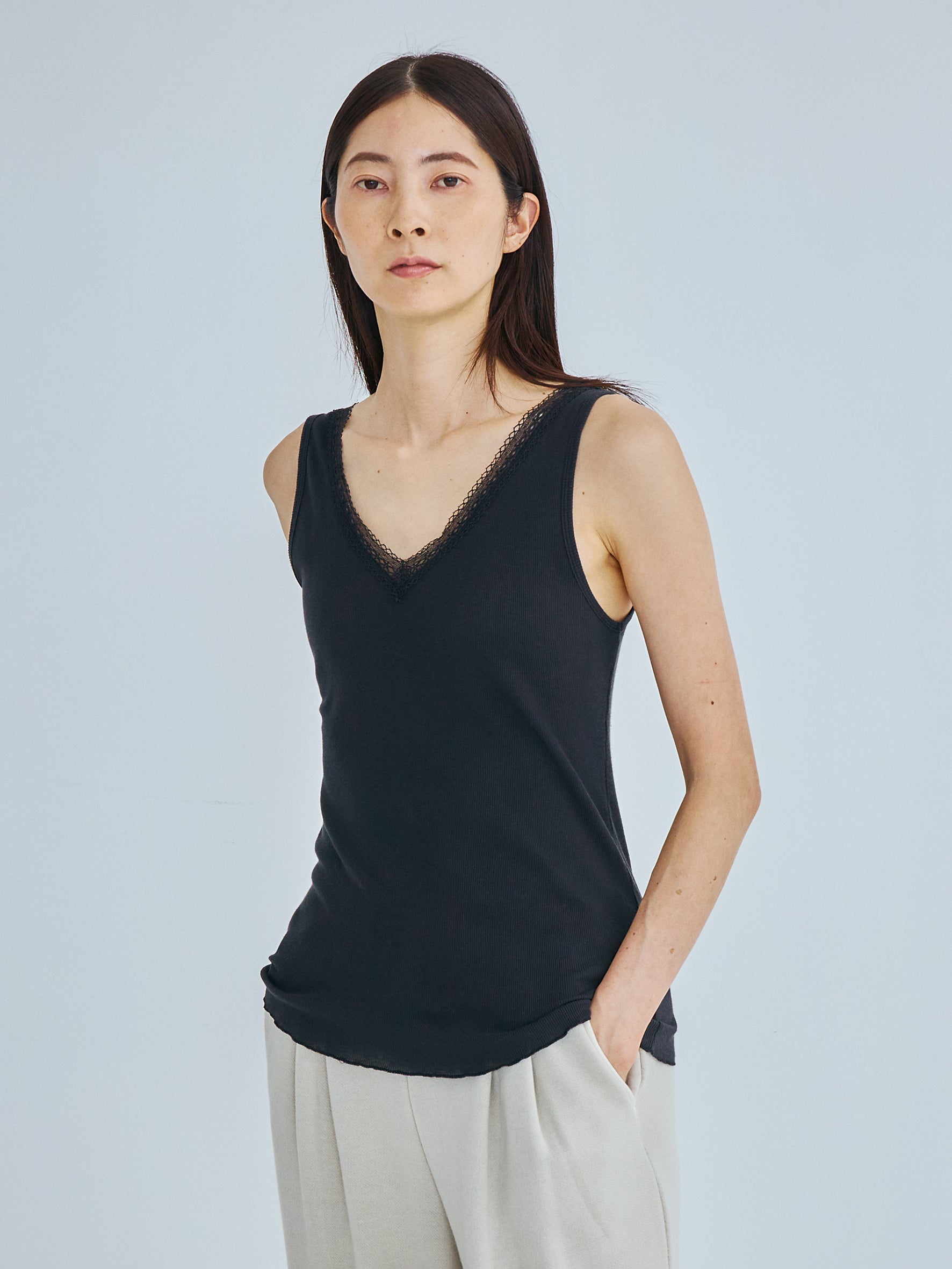 コットンシルク2wayレースタンクトップ TBFS-182