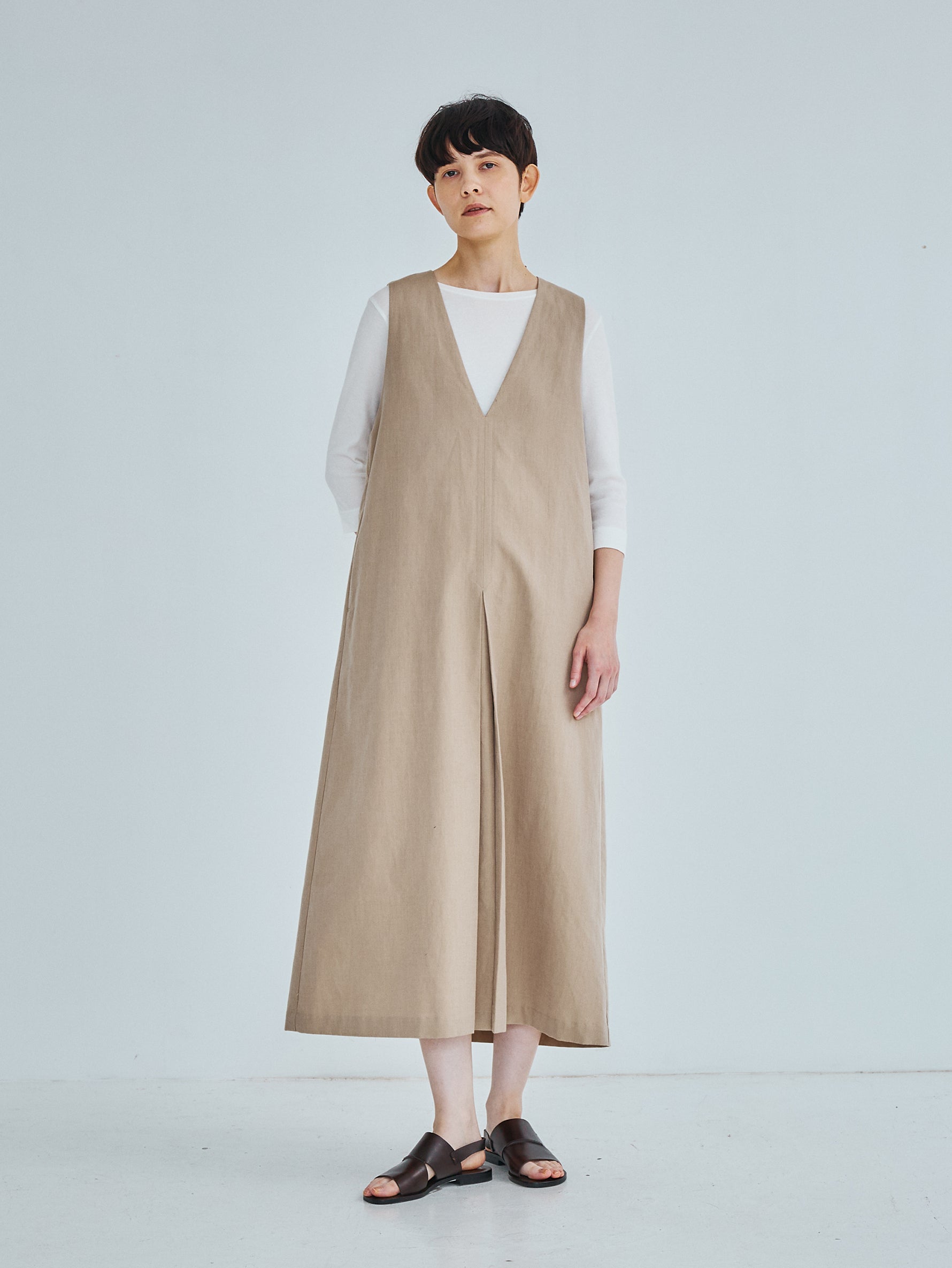 コットンシルクラミーノースリーブワンピース TBFS-144