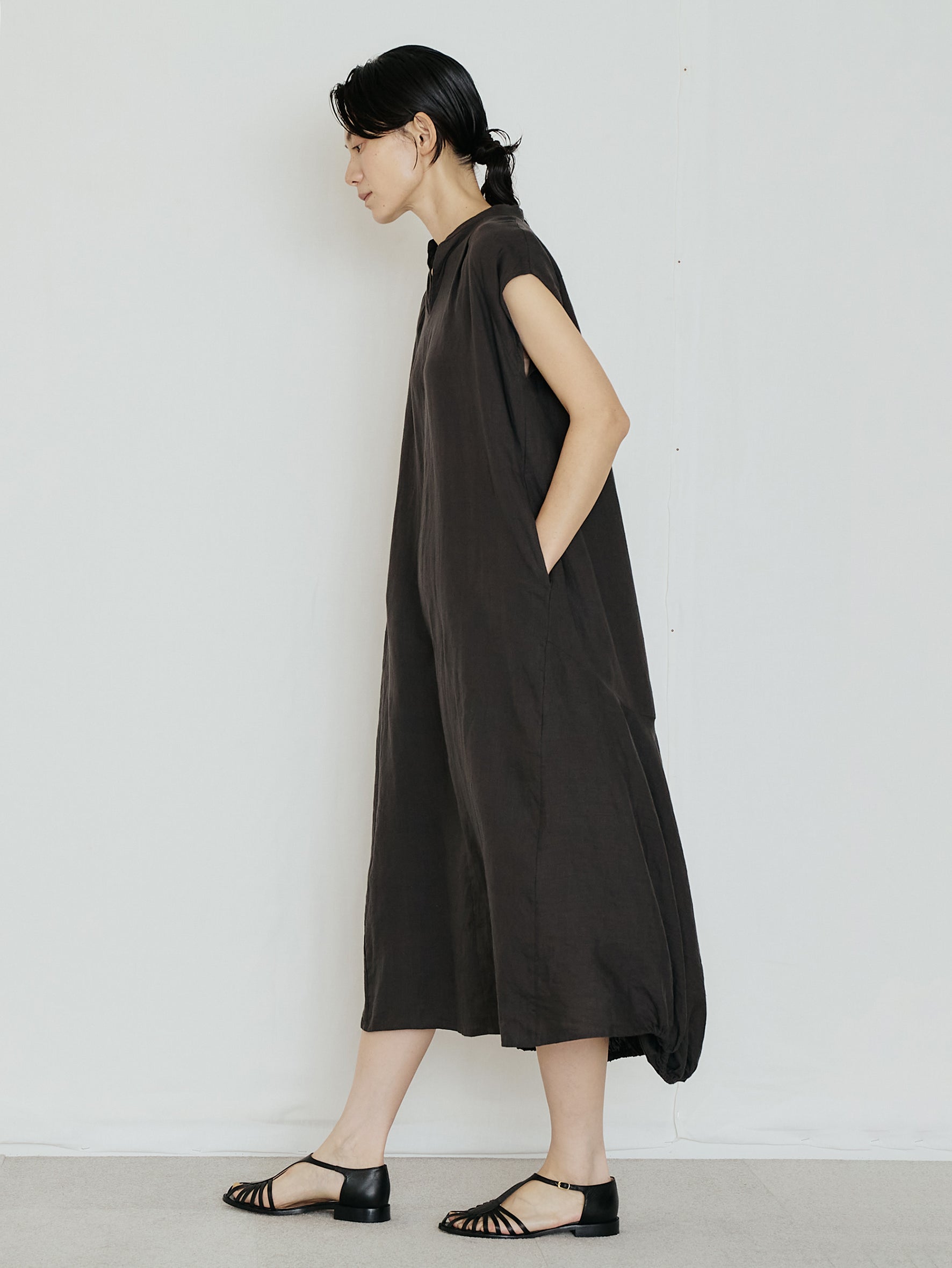 リネンフレンチスリーブバルーンドレス TBFS-412