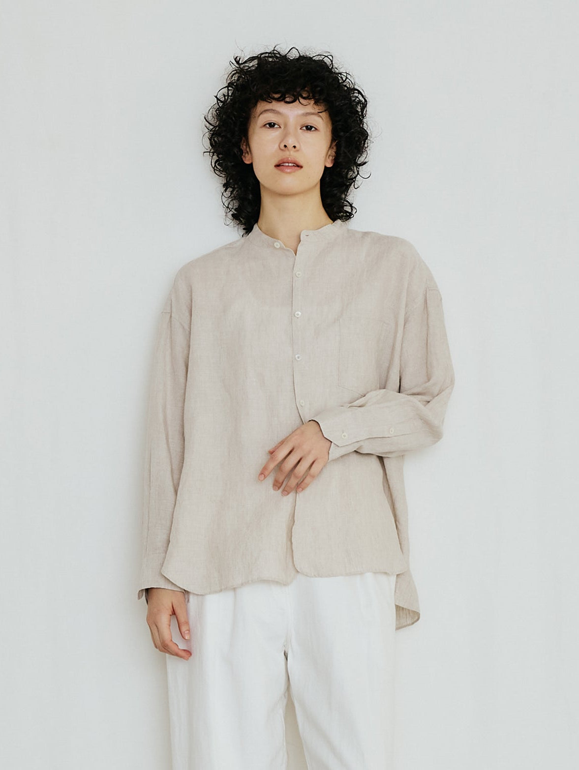 【予約商品】リネンノーカラーシャツ TBFS-401