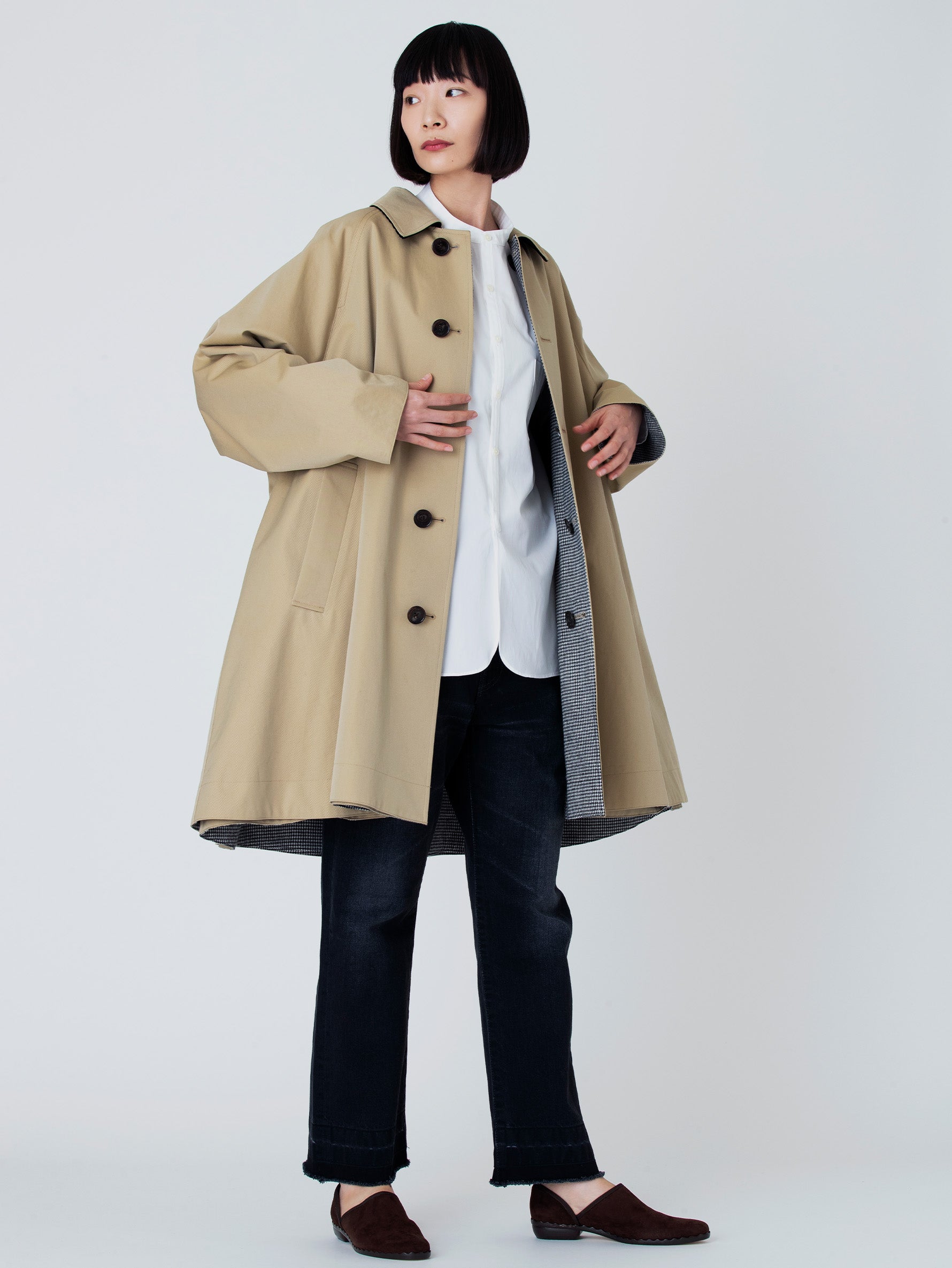 リバーシブルステンカラーショートコート/TBBA-004