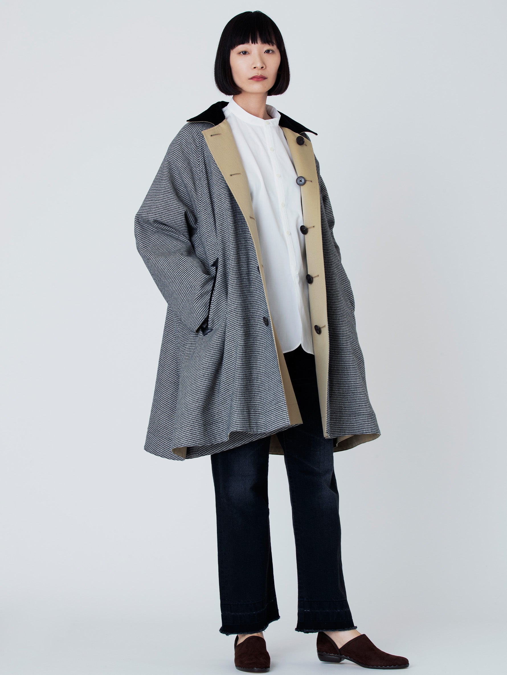 リバーシブルステンカラーショートコート/TBBA-004